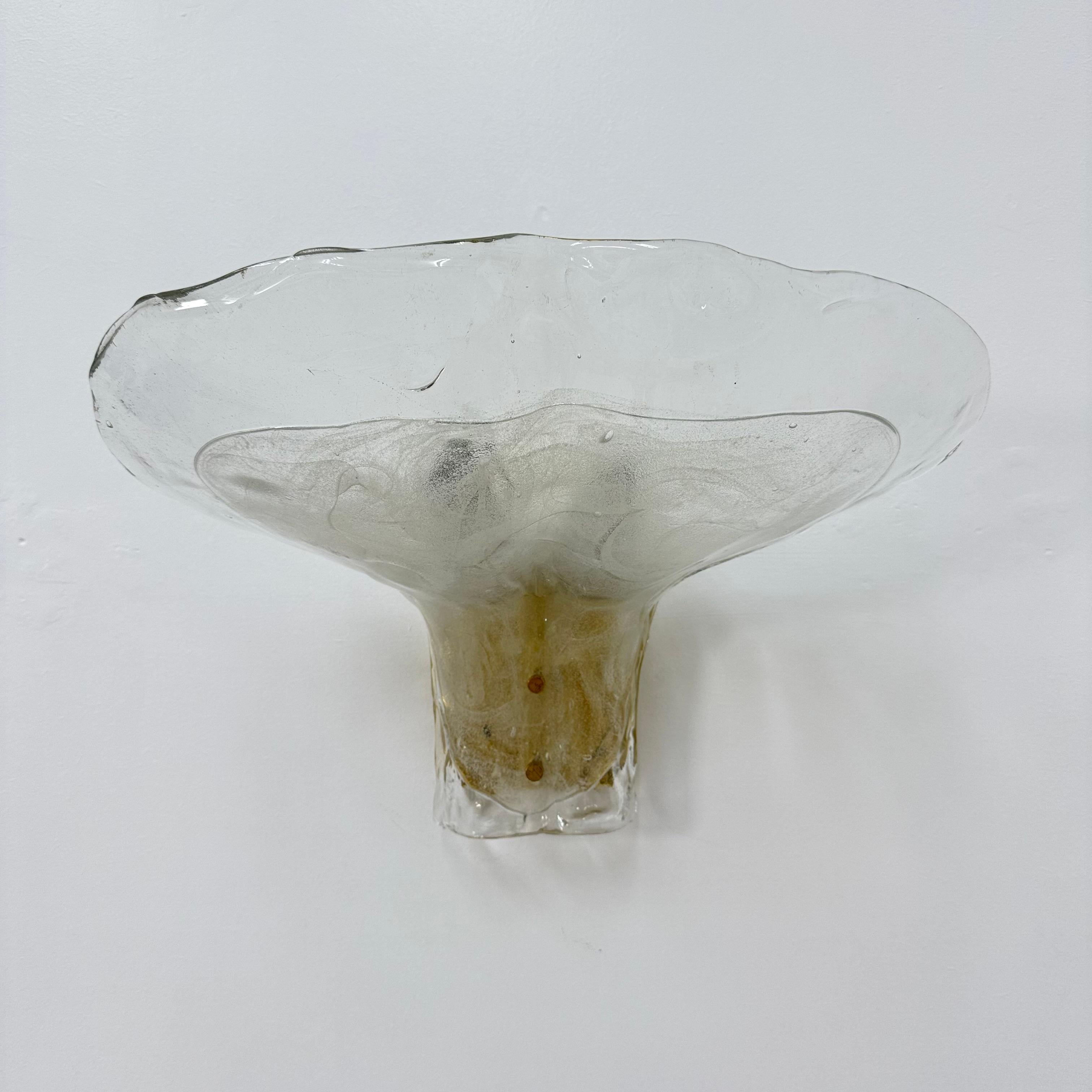 German Large Brass and Melting Glass Petal Sconce attributed to J. T. Kalmar for Kalmar For Sale