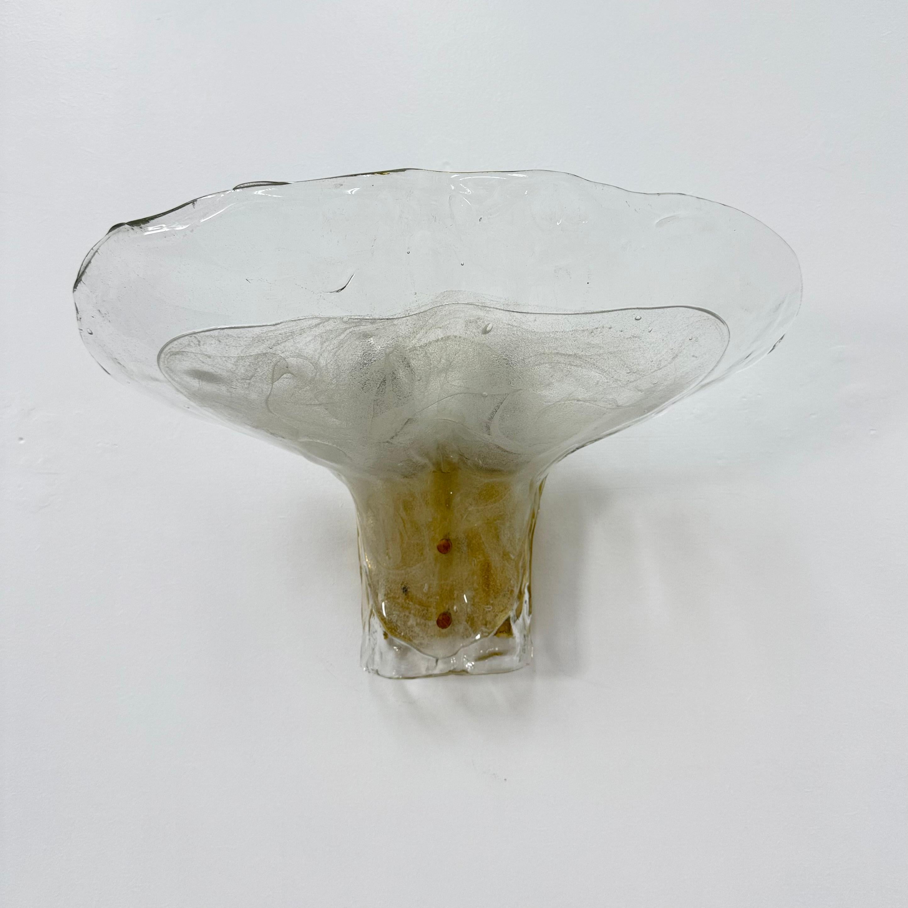 Late 20th Century Large Brass and Melting Glass Petal Sconce attributed to J. T. Kalmar for Kalmar For Sale