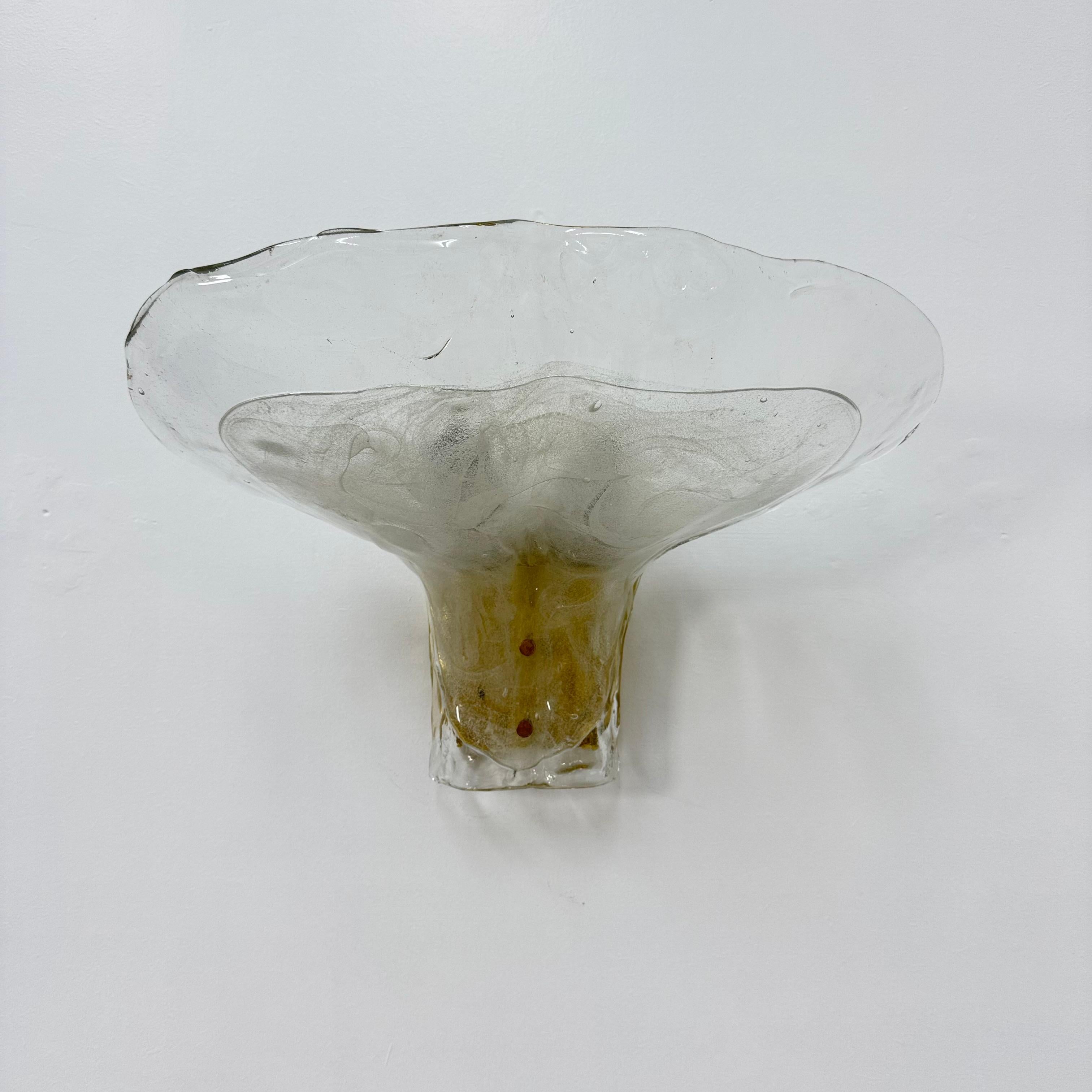 Large Brass and Melting Glass Petal Sconce attributed to J. T. Kalmar for Kalmar For Sale 1