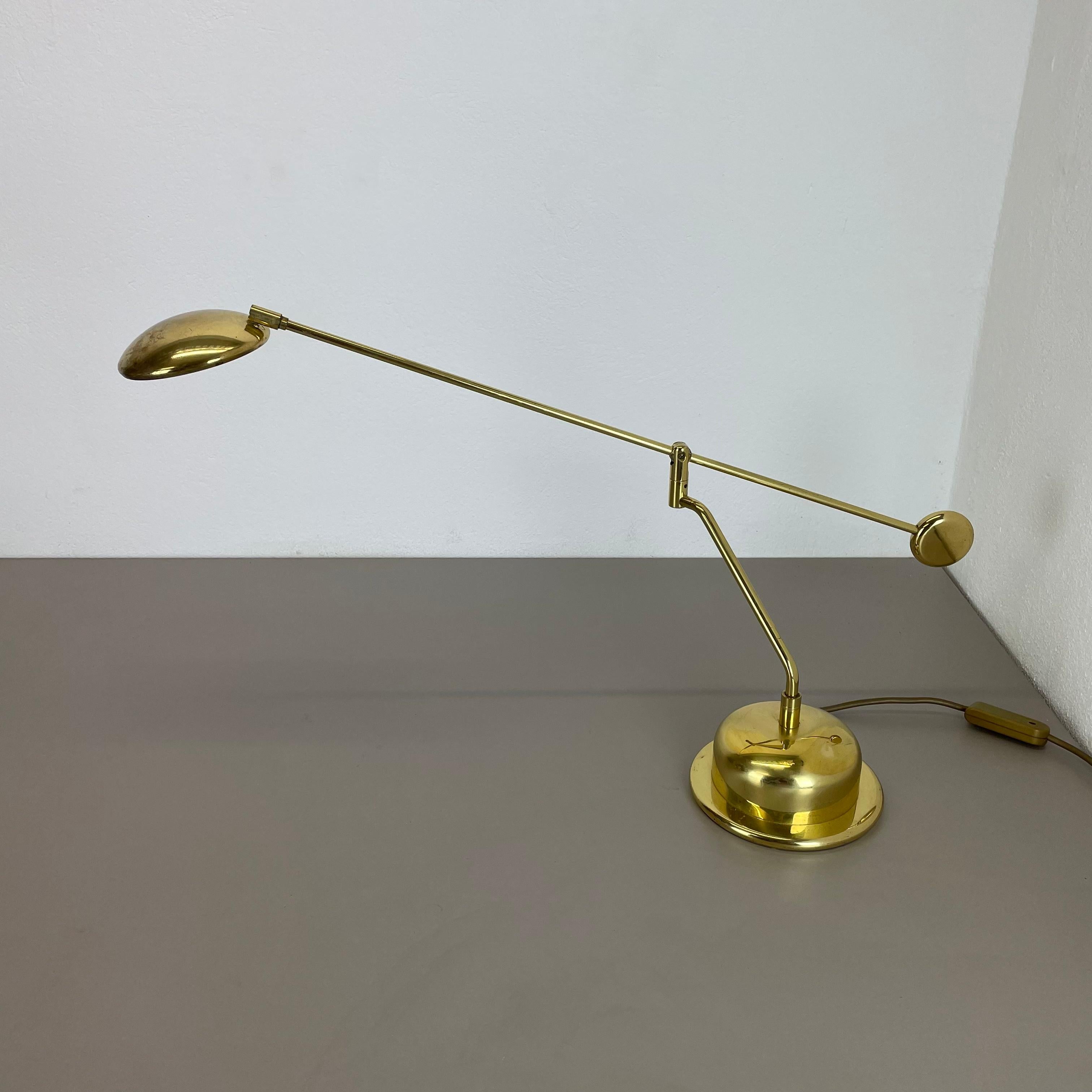 Mid-Century Modern Large Brass and Metal Swing Arm Sciolari Style Table Light by Bankamp Leuchten G For Sale