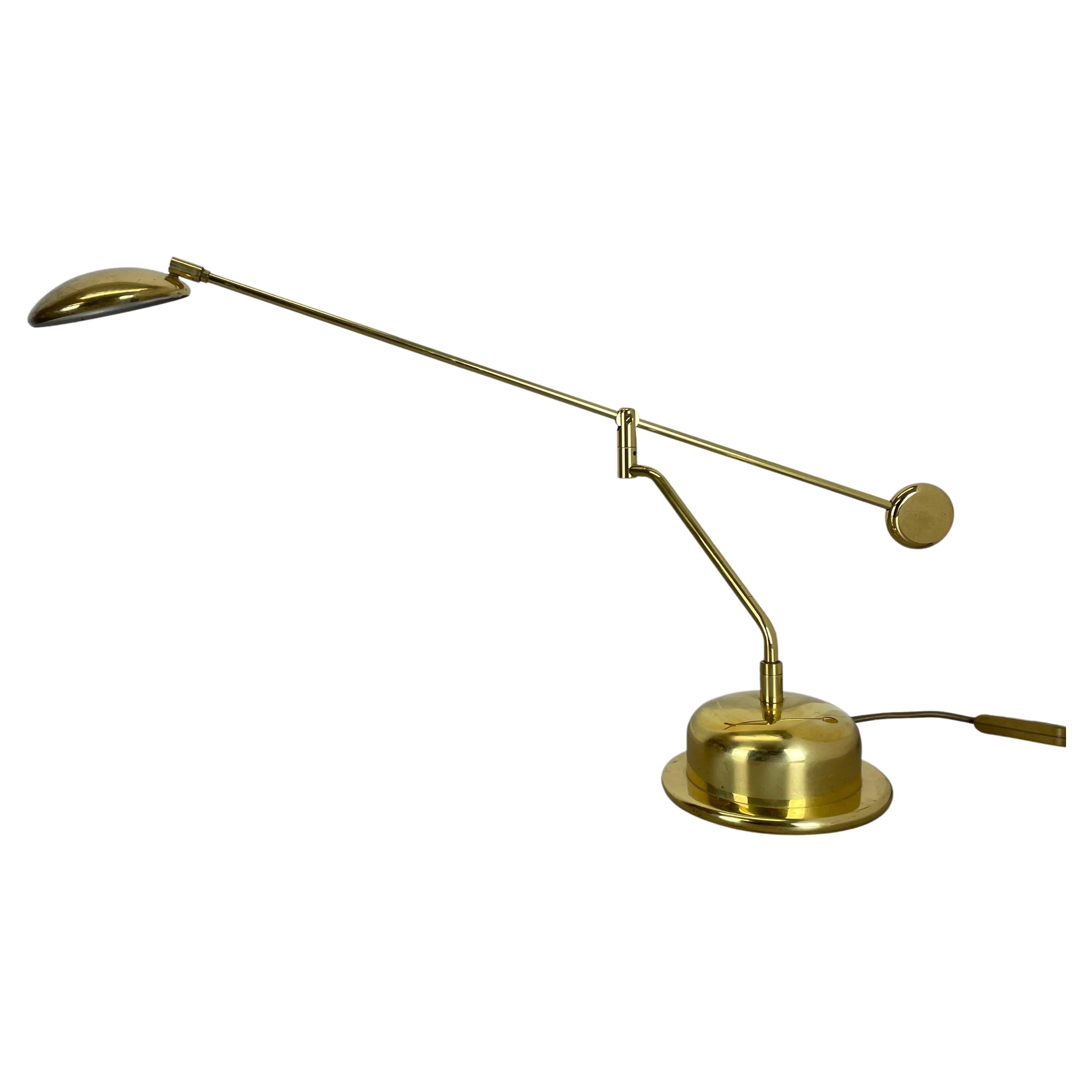 Large Brass and Metal Swing Arm Sciolari Style Table Light by Bankamp Leuchten G For Sale