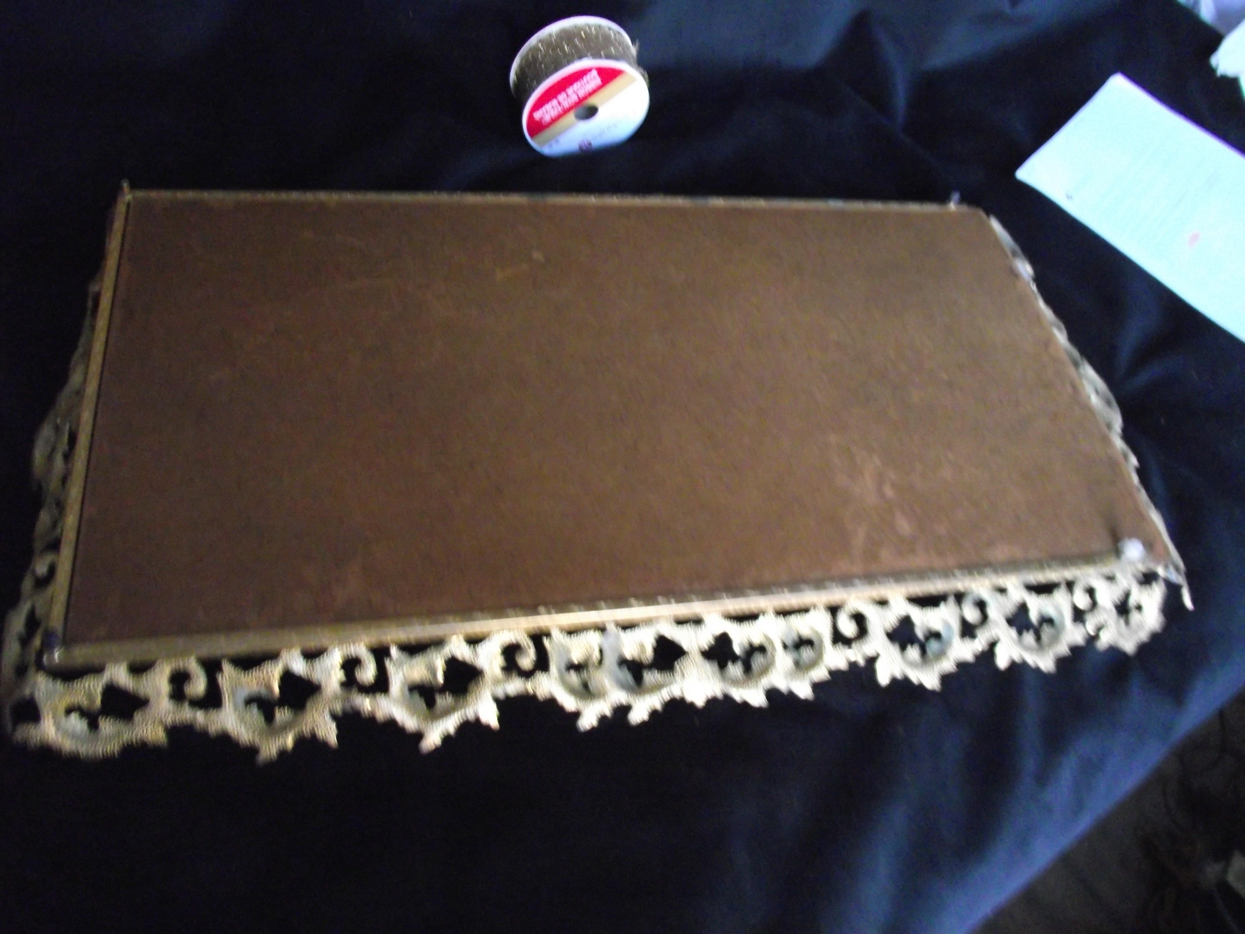 Large Brass and Mirror Vanity Tray, Very Elaborate Vanity Tray For Sale 1