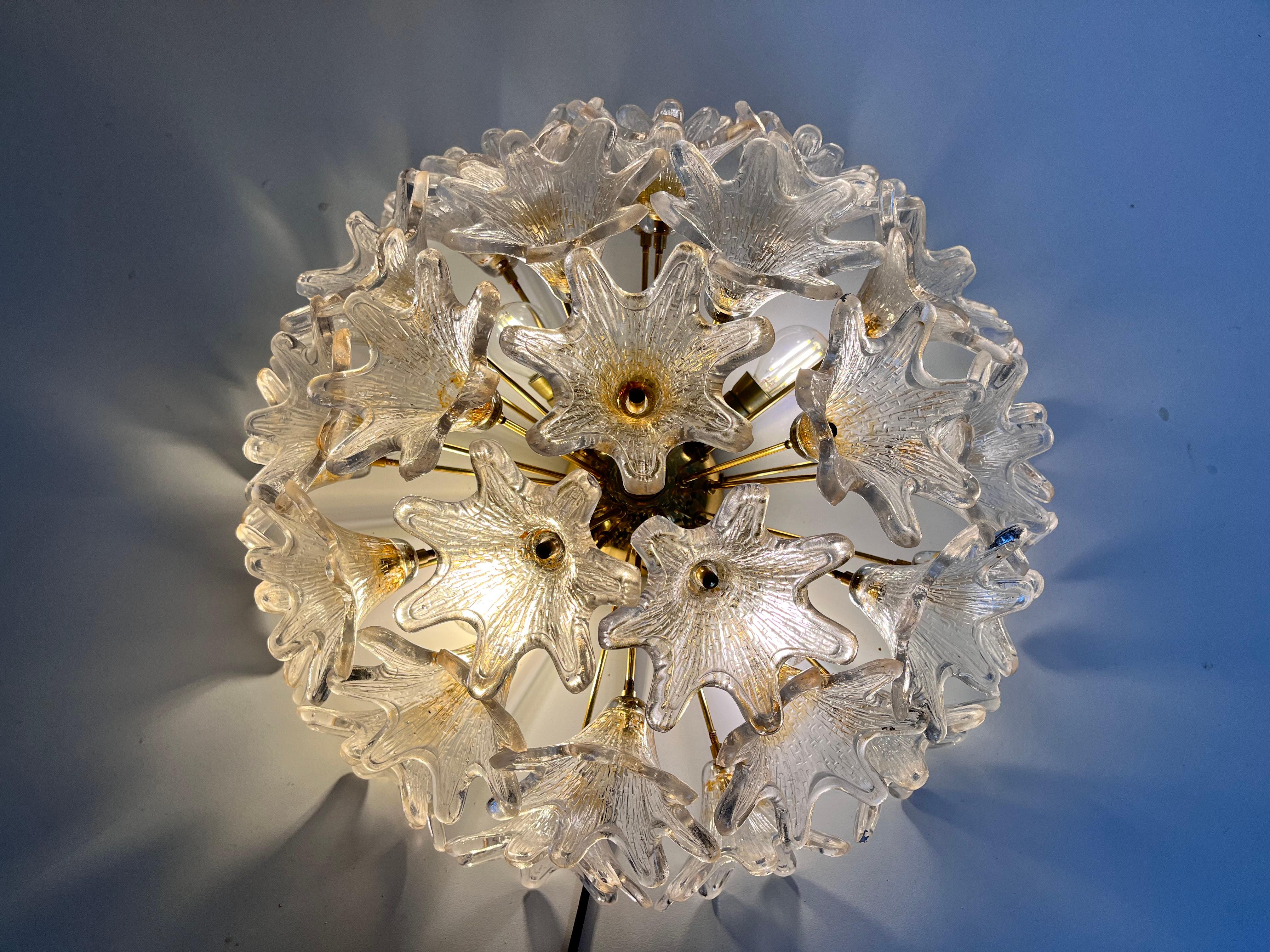 Large Brass and Murano Glass Flush Mount by Paolo Venini for VeArt, Italy, 1960s For Sale 6