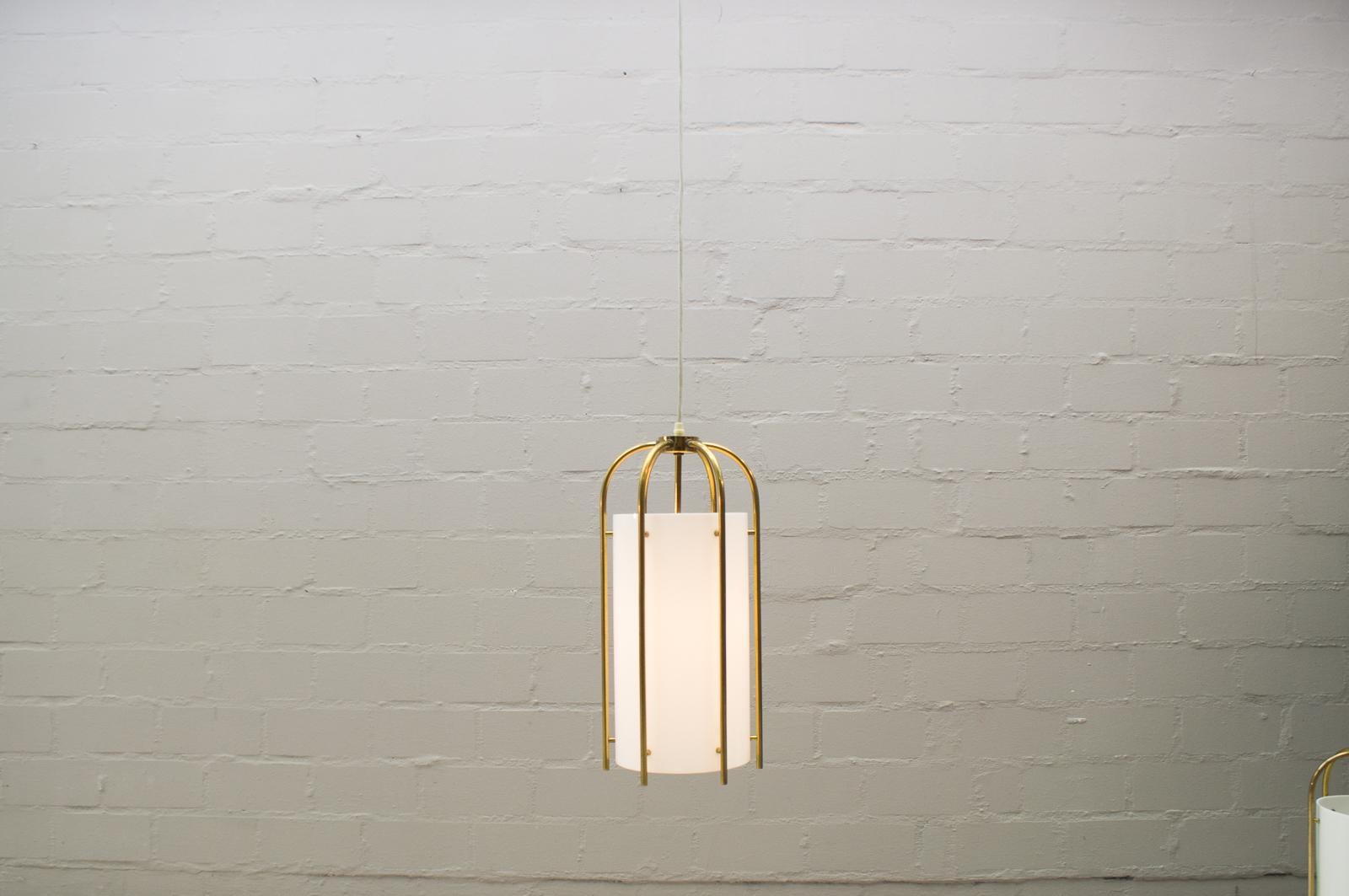 Large Brass and Plexiglass Church Pendant Lamp, Germany, 1960s For Sale 1