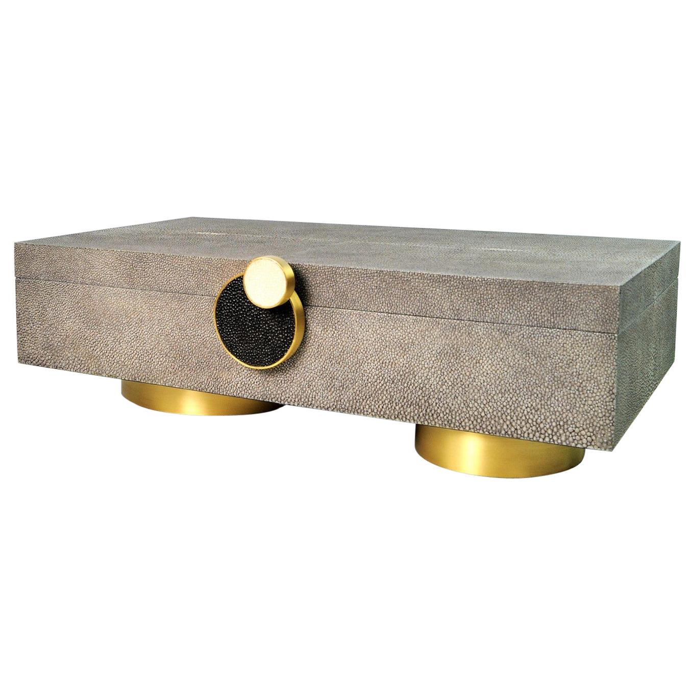 Large Brass and Shagreen Box Circle by Ginger Brown