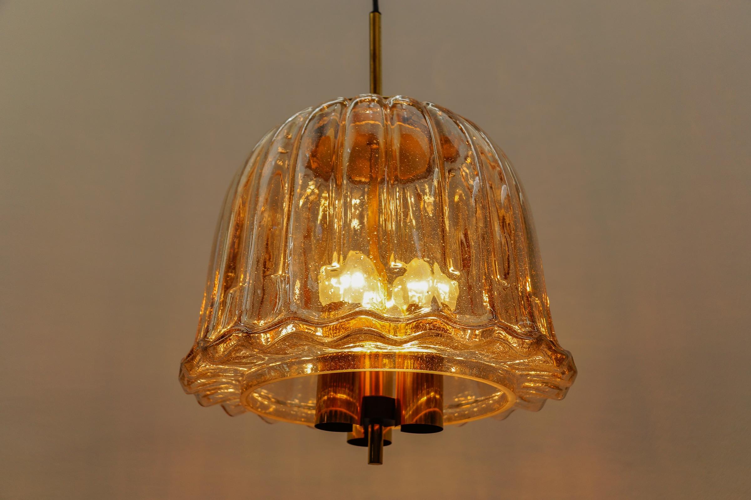 Large Brass and Smoked Glass Ceiling Lamp from Limburg, Germany, 1960s For Sale 5