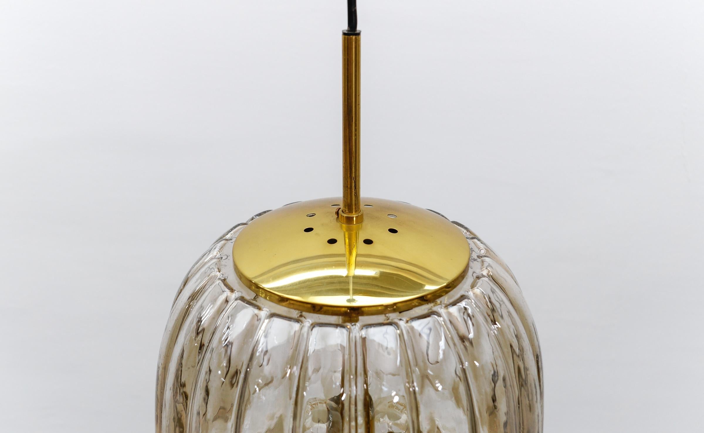 Large Brass and Smoked Glass Ceiling Lamp from Limburg, Germany, 1960s For Sale 6