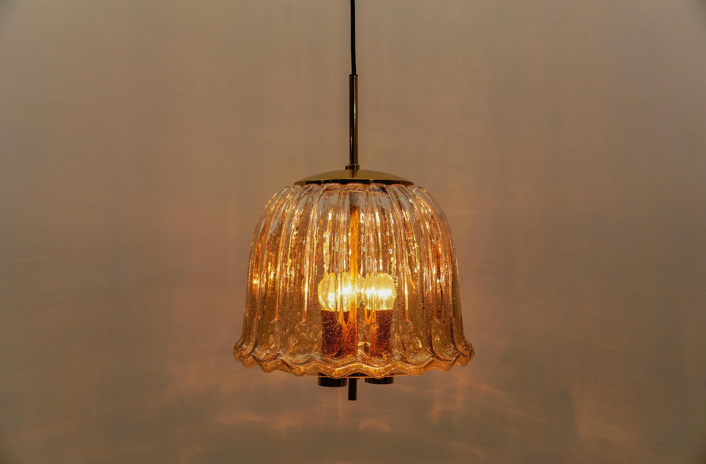 Large Brass and Smoked Glass Ceiling Lamp from Limburg, Germany, 1960s In Good Condition For Sale In Nürnberg, Bayern