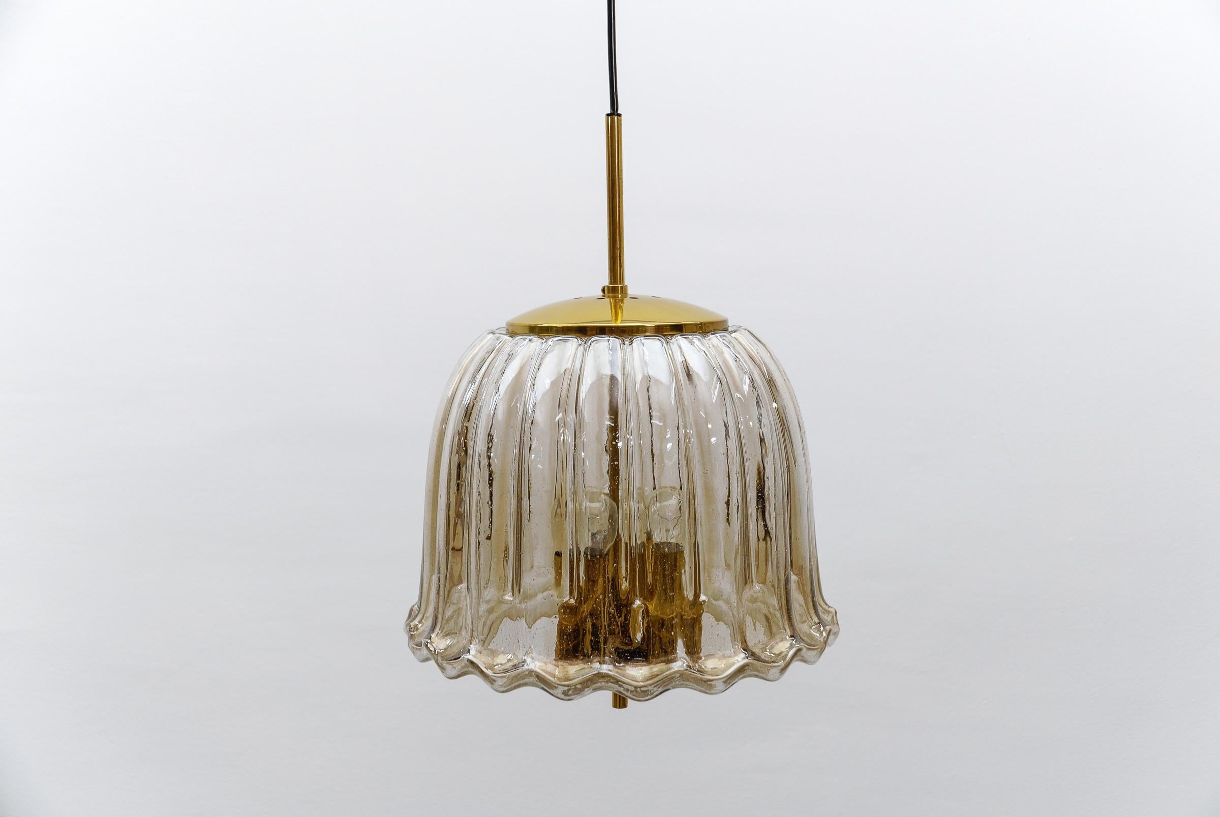 Large Brass and Smoked Glass Ceiling Lamp from Limburg, Germany, 1960s For Sale 1