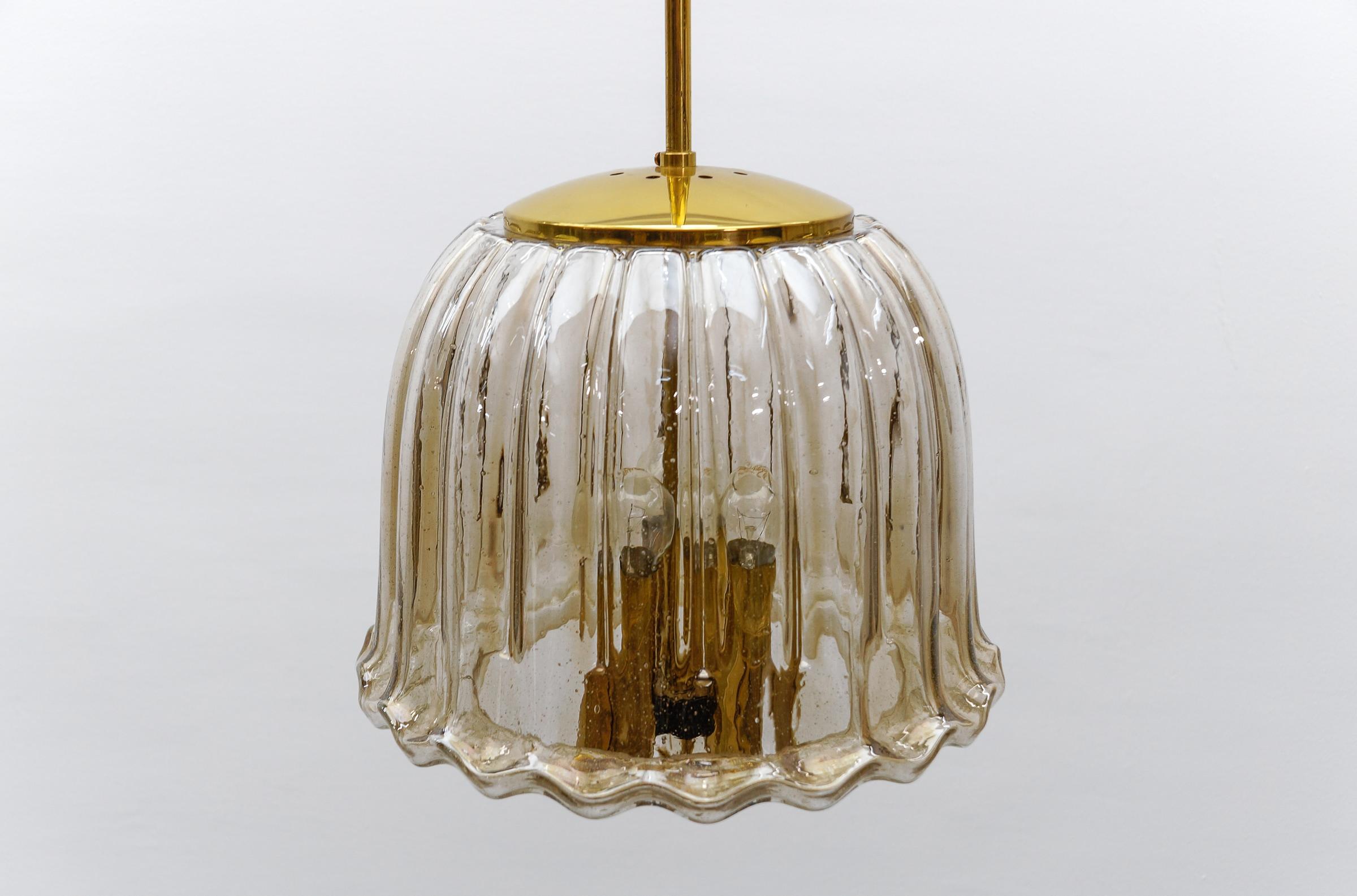Large Brass and Smoked Glass Ceiling Lamp from Limburg, Germany, 1960s For Sale 2
