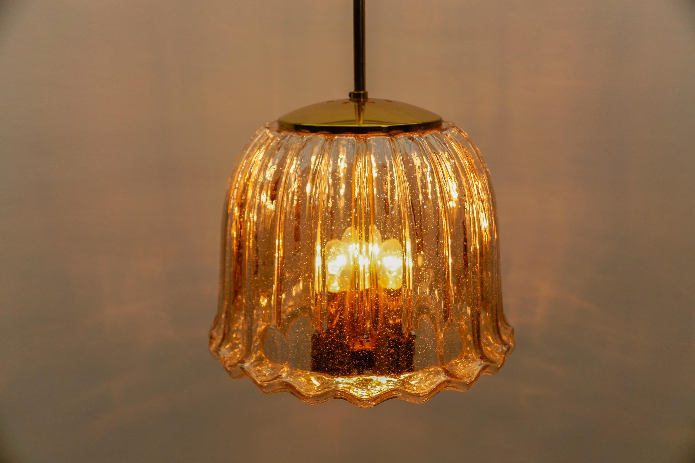Large Brass and Smoked Glass Ceiling Lamp from Limburg, Germany, 1960s For Sale 3
