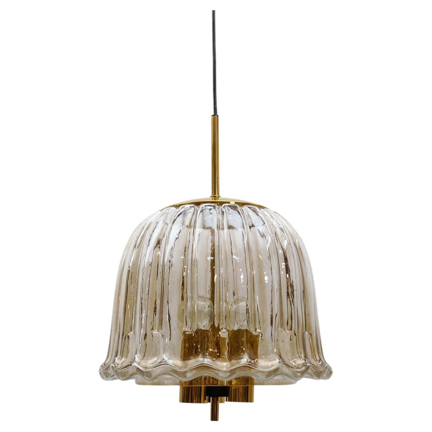 Large Brass and Smoked Glass Ceiling Lamp from Limburg, Germany, 1960s