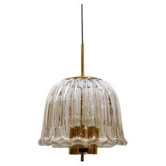 Grande applique en laiton et verre fumé du Limbourg, Allemagne, années 1960