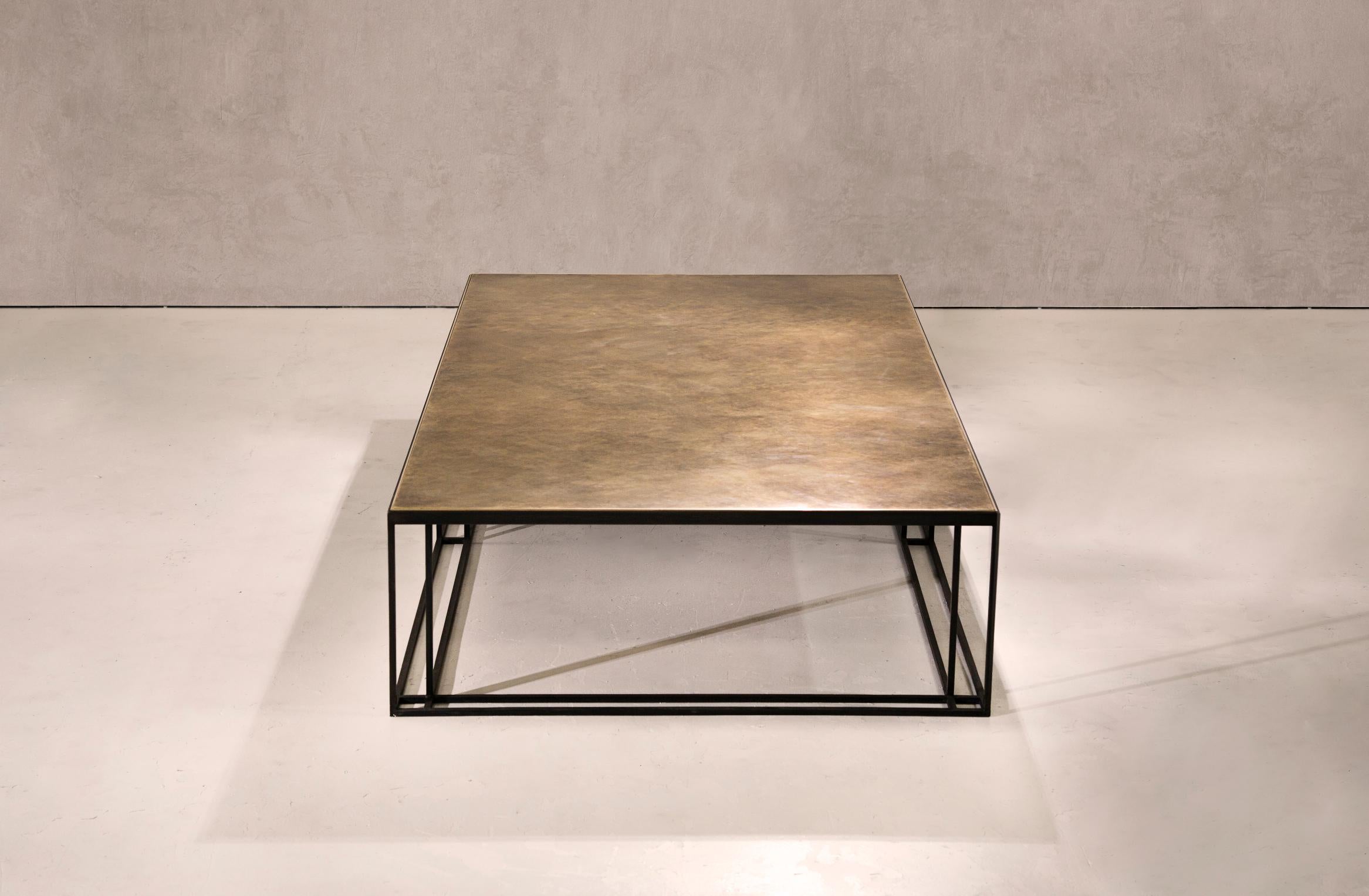 Large Brass and Steel Handcrafted Coffee Table and Signed by Novocastrian 1