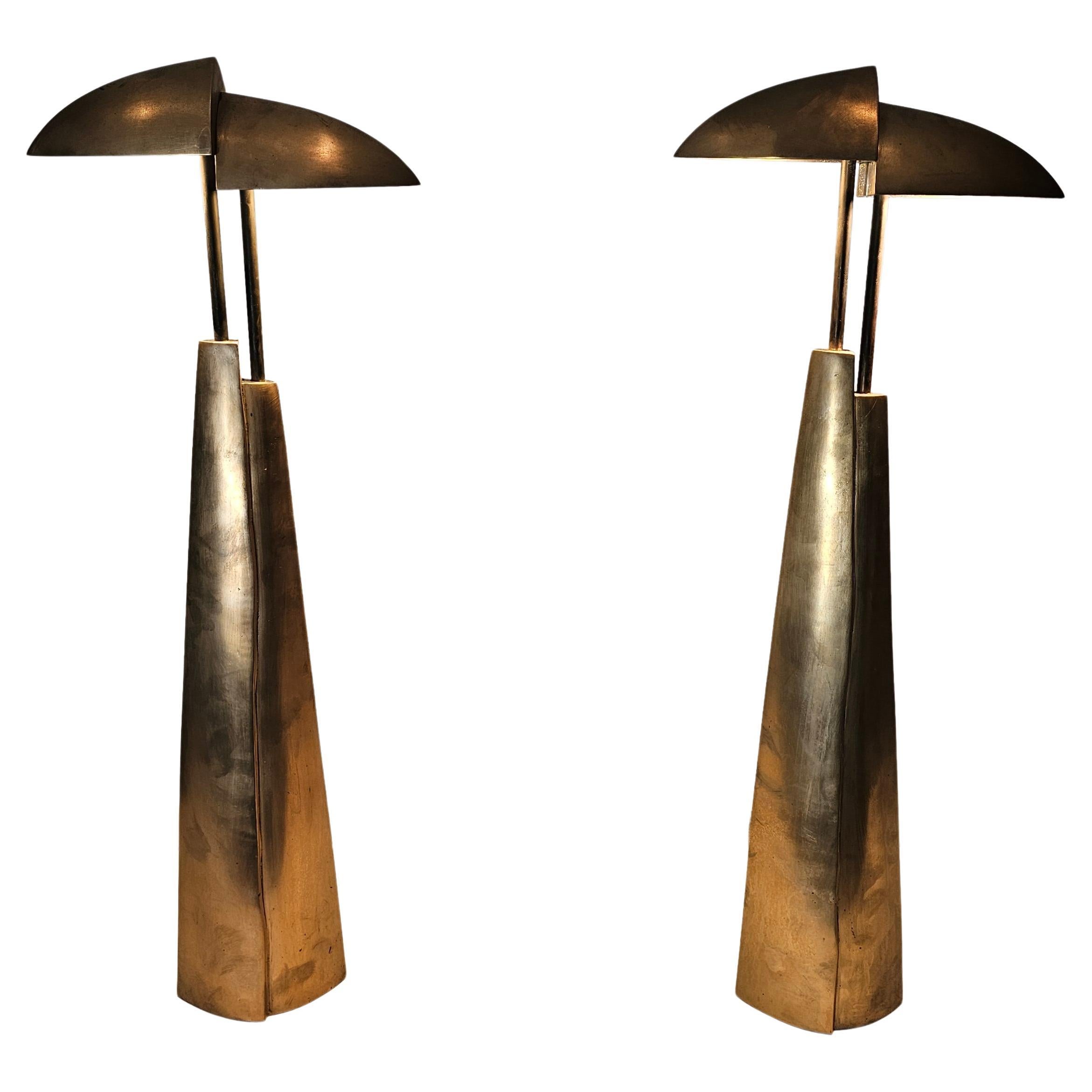 Large Brass "Ara" Table Lamps by Mies & van Gessel, The Netherlands 1990s For Sale