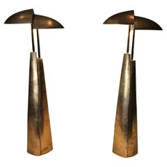Vintage Large Brass "Ara" Table Lamps by Mies & van Gessel, The Netherlands 1990s