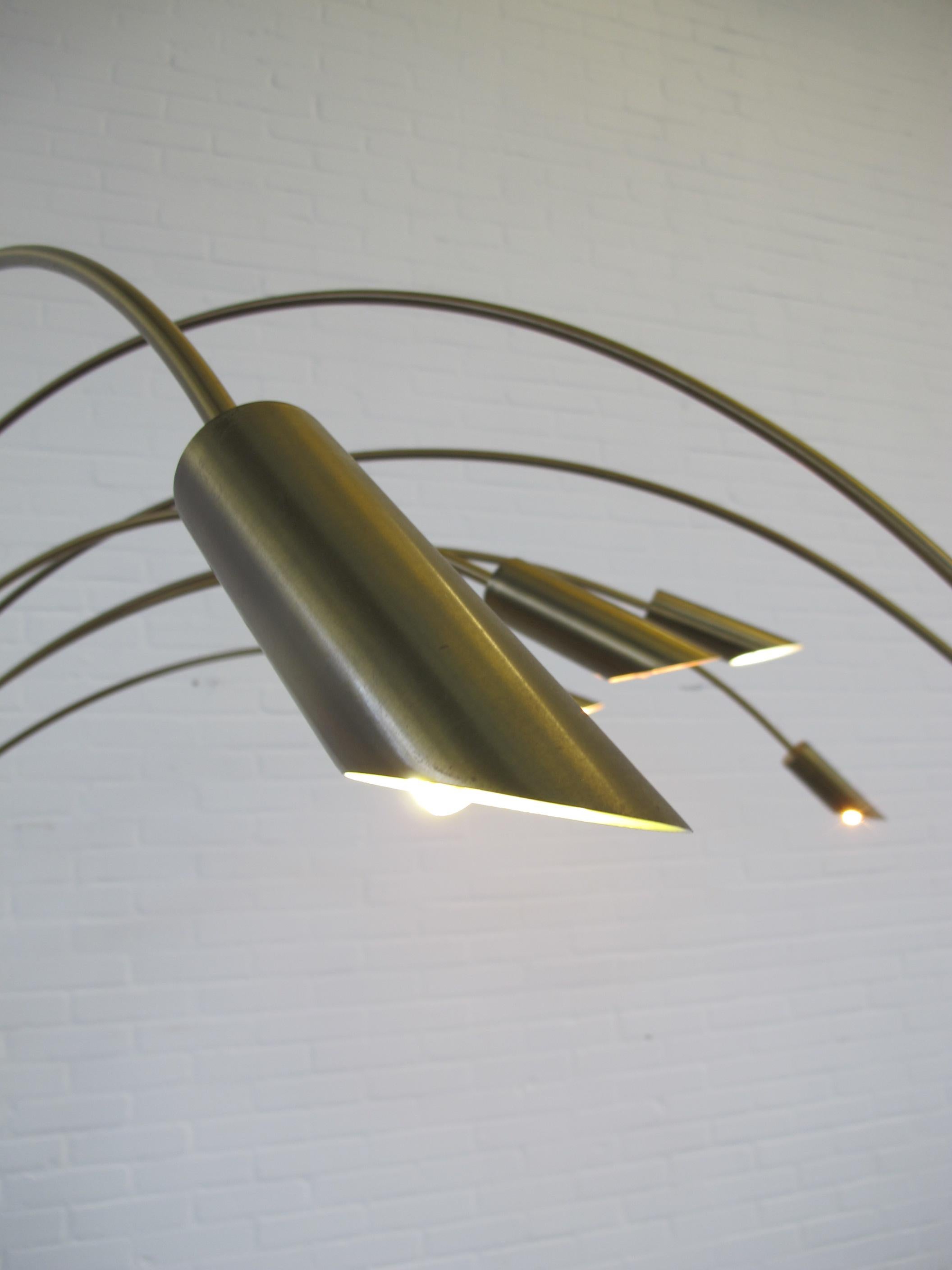 Large Brass Arc Floor Lamp, Italy, 1970s In Good Condition In SAINT-OUEN, FR
