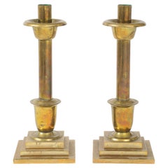 Large Brass Art Deco Candlesticks