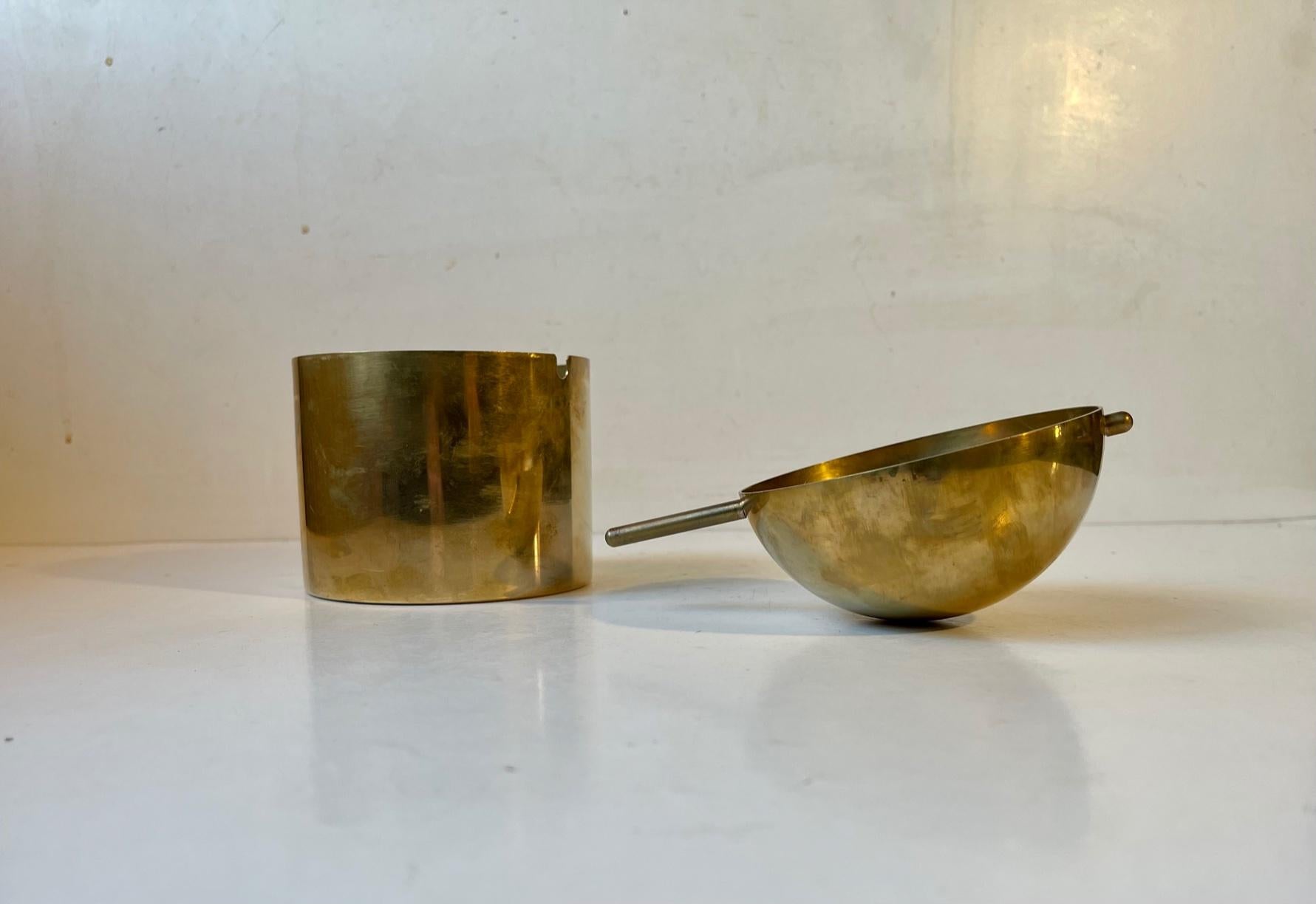 Mid-Century Modern Large Brass Ashtray Cylinda-Line by Arne Jacobsen for Stelton, 1960s For Sale