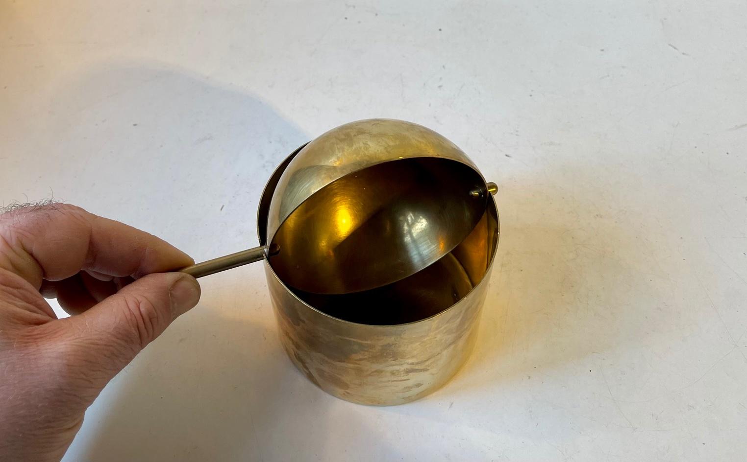 Danish Large Brass Ashtray Cylinda-Line by Arne Jacobsen for Stelton, 1960s For Sale