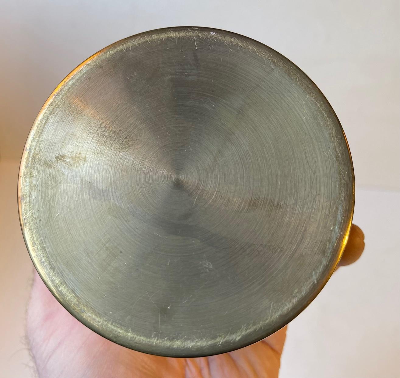 Mid-20th Century Large Brass Ashtray Cylinda-Line by Arne Jacobsen for Stelton, 1960s For Sale