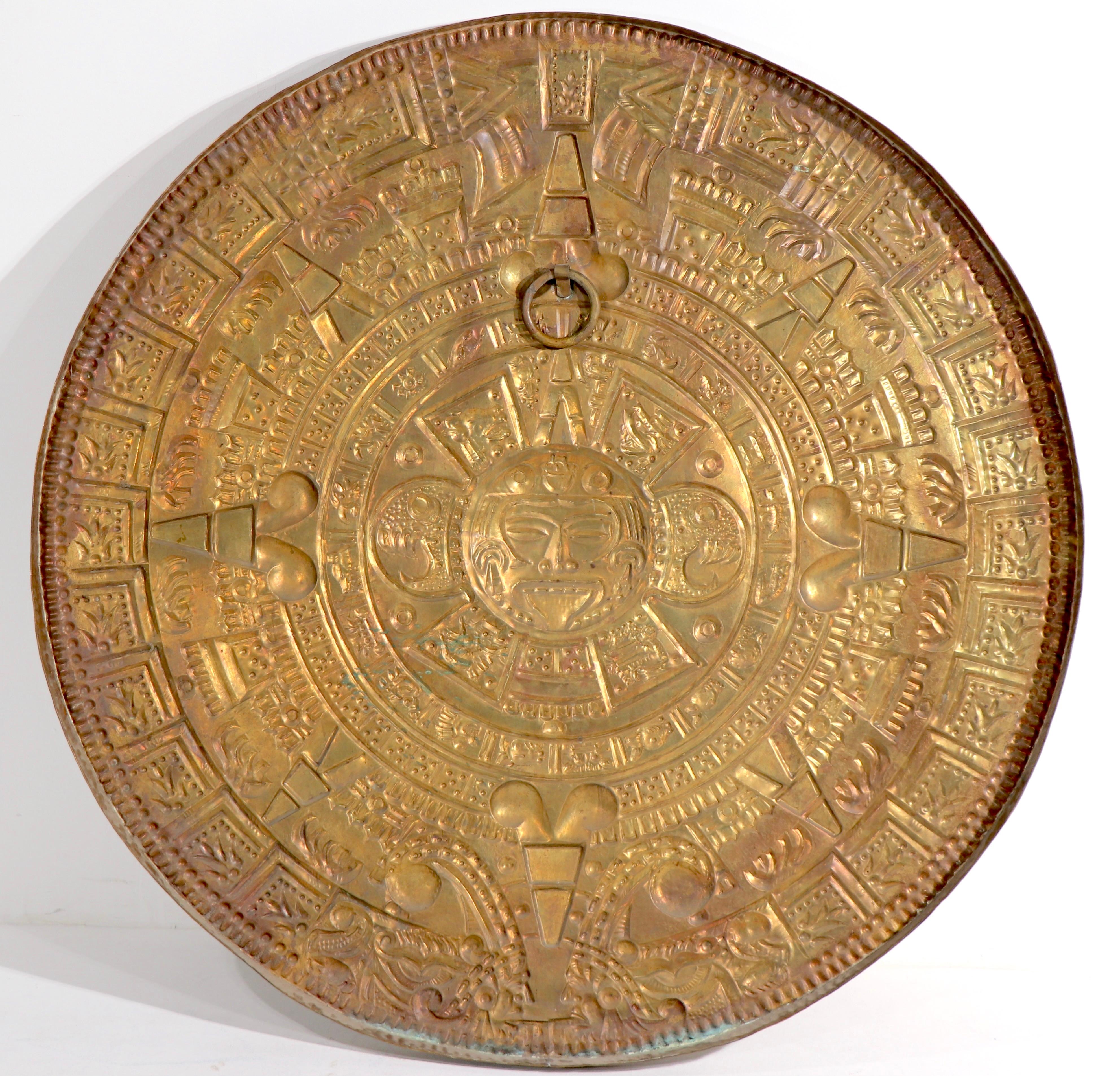 Large Brass Aztec Style Calendar 3
