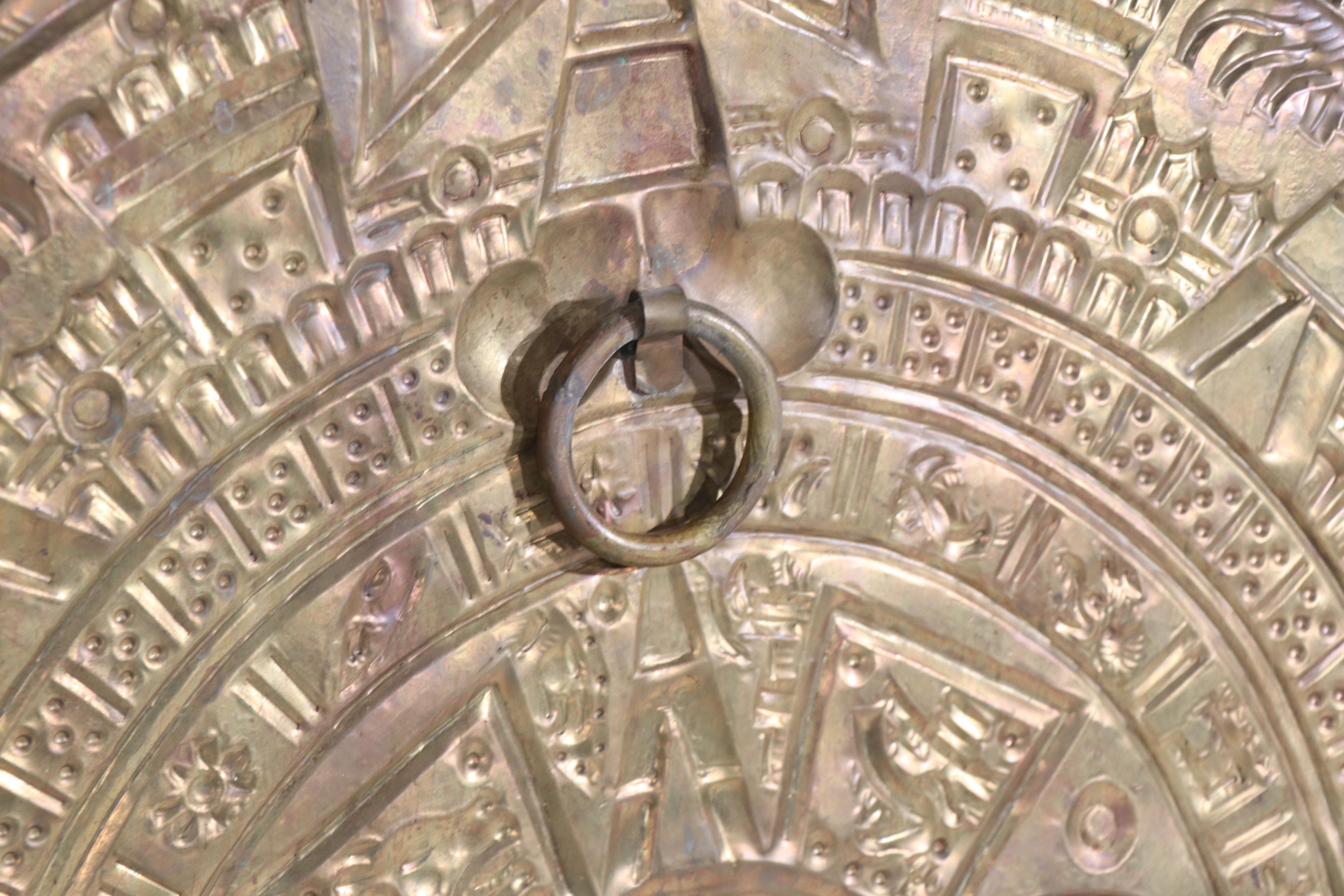 Large Brass Aztec Style Calendar 4