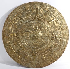 Large Brass Aztec Style Calendar