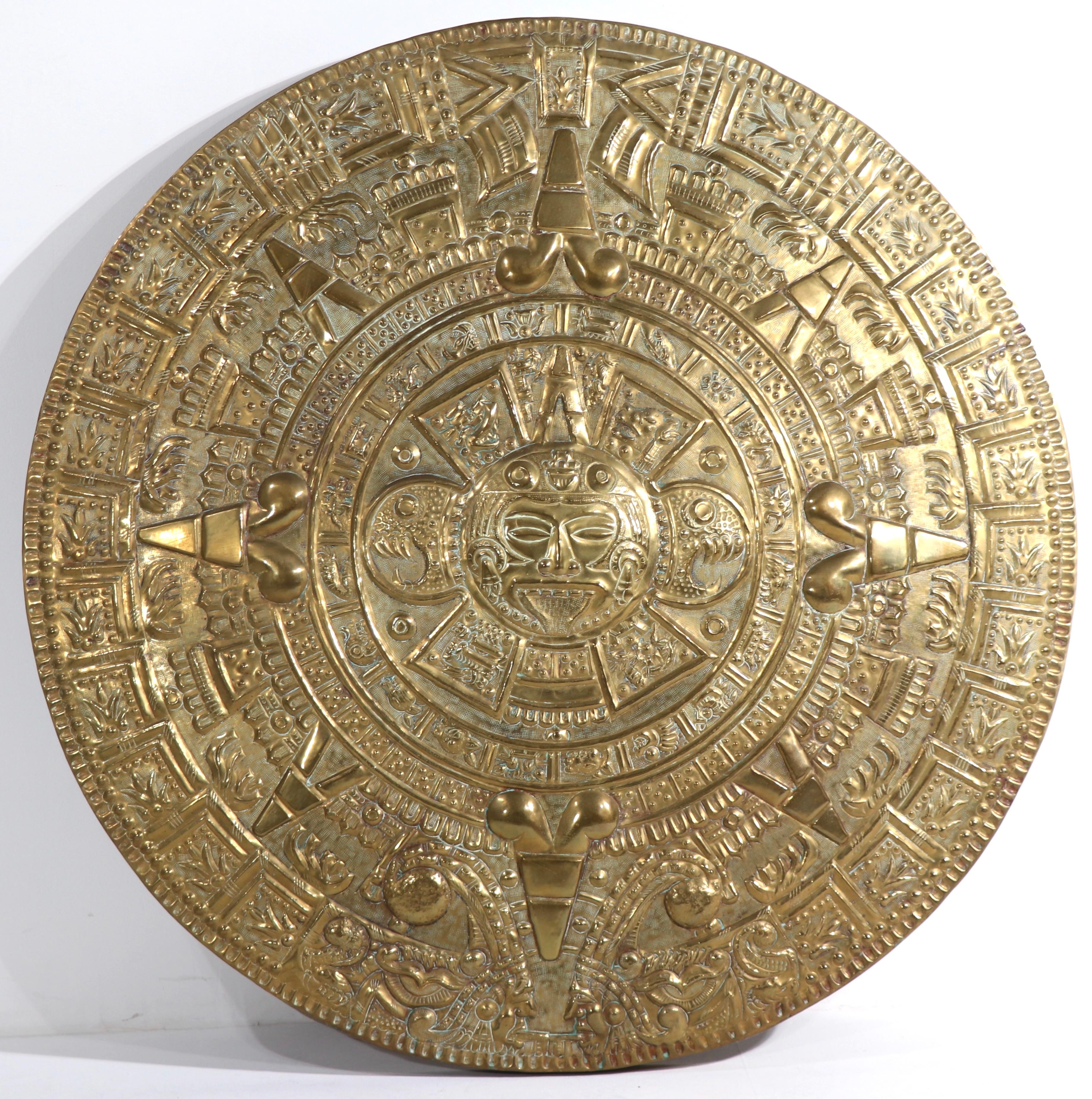 Large Brass Aztec Style Calendar 1