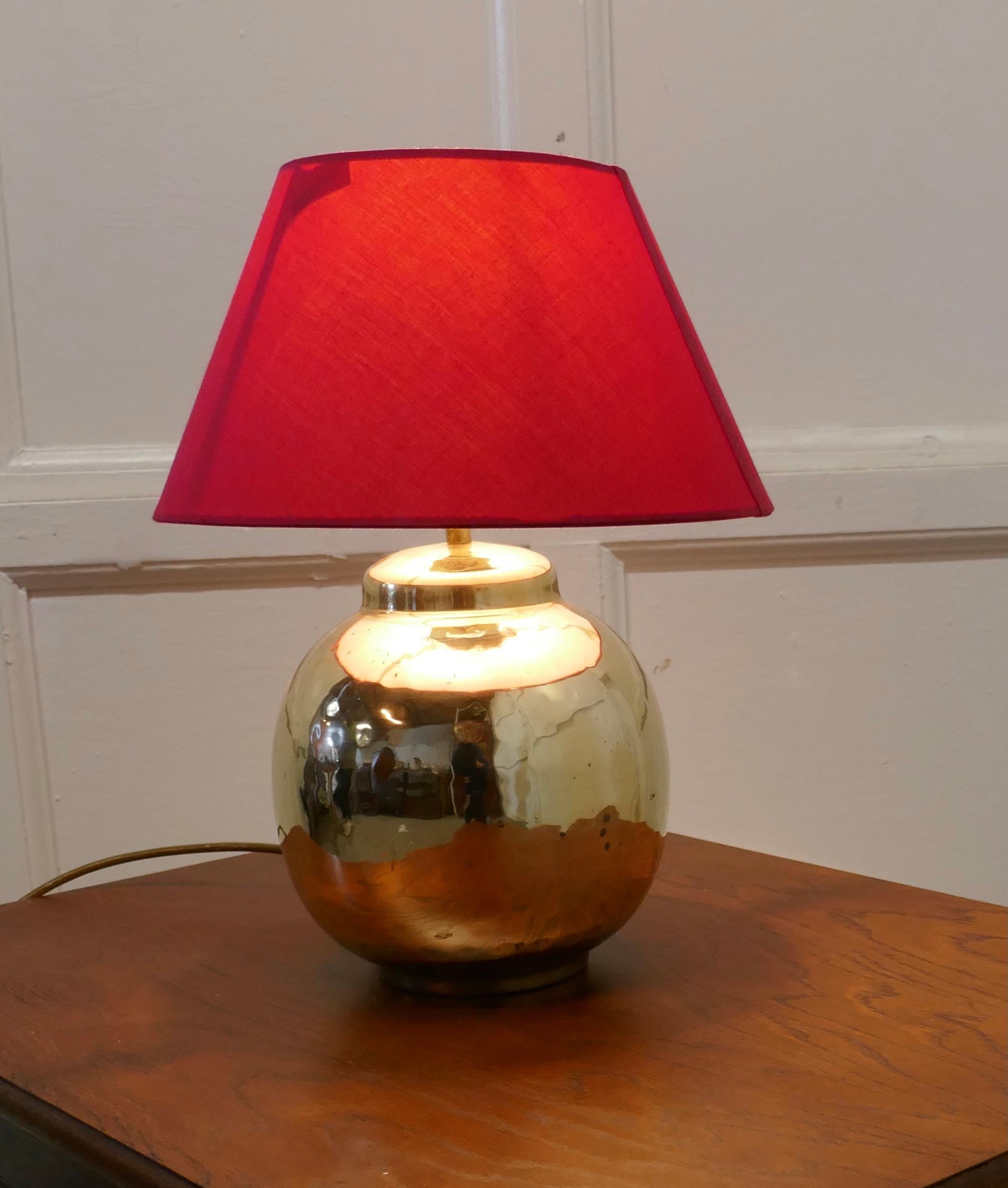 Mid-Century Modern Large Brass Ball Table Lamp