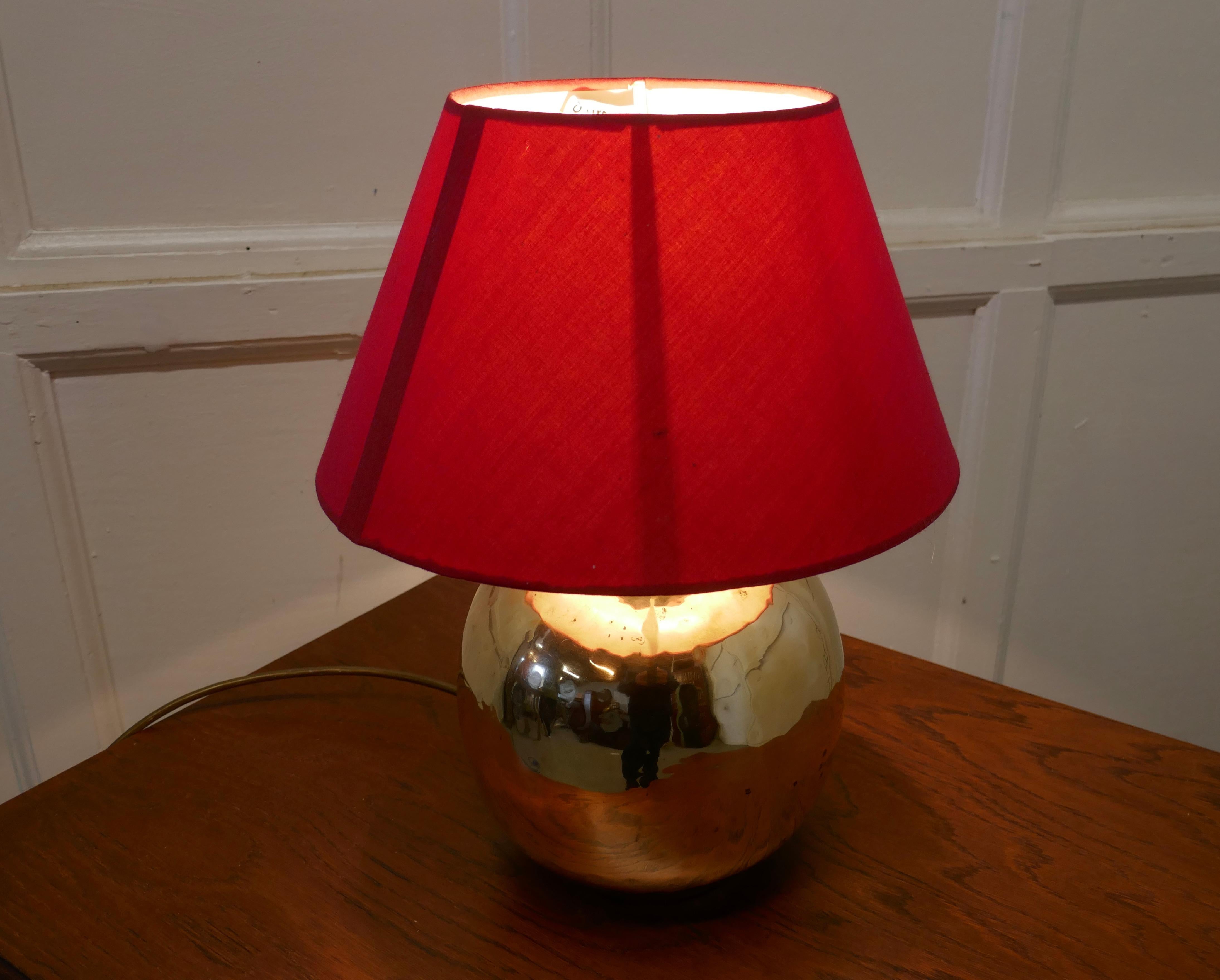 20th Century Large Brass Ball Table Lamp