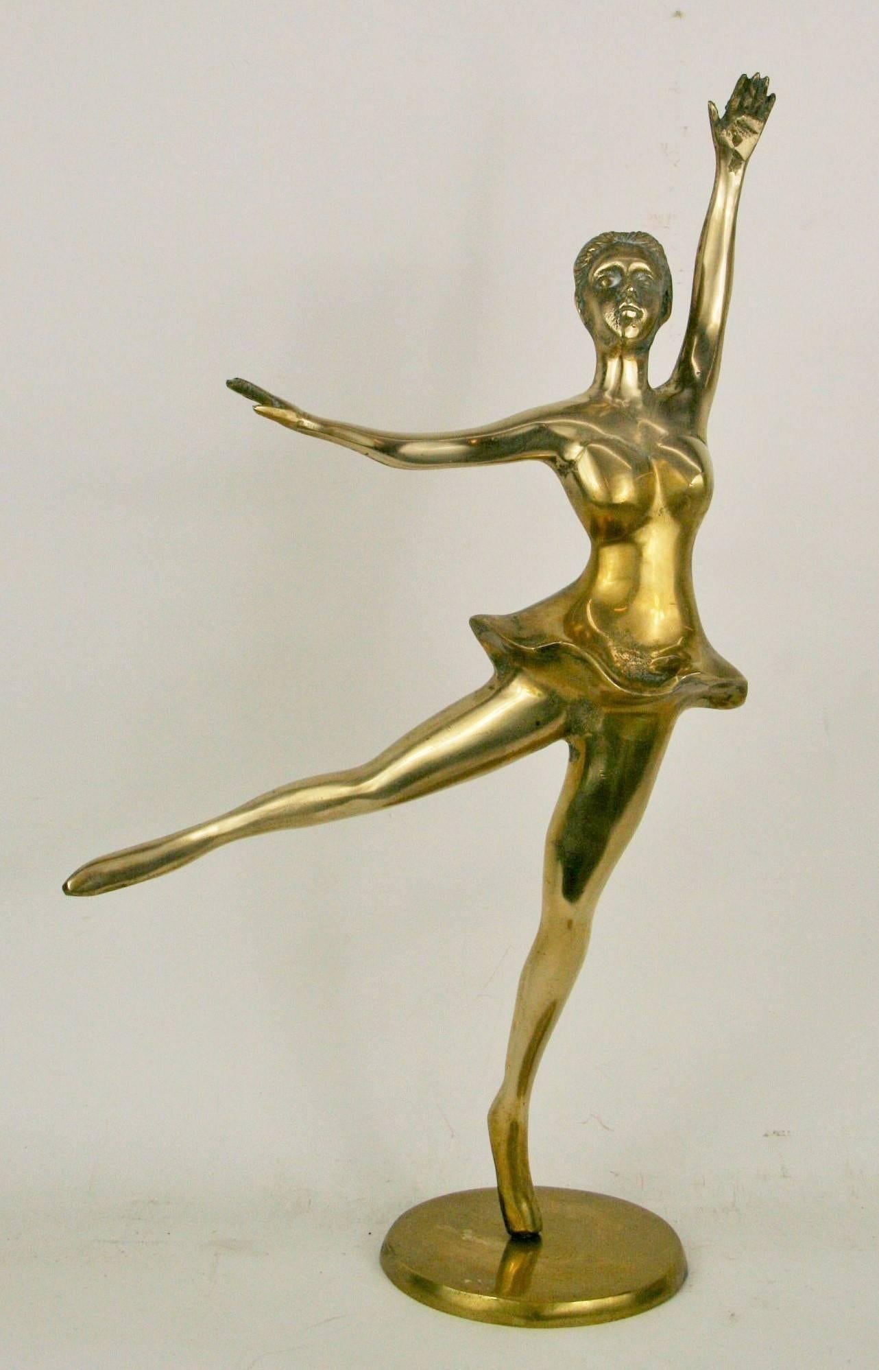  Ballerina  Brass Sculpture In Good Condition For Sale In Douglas Manor, NY