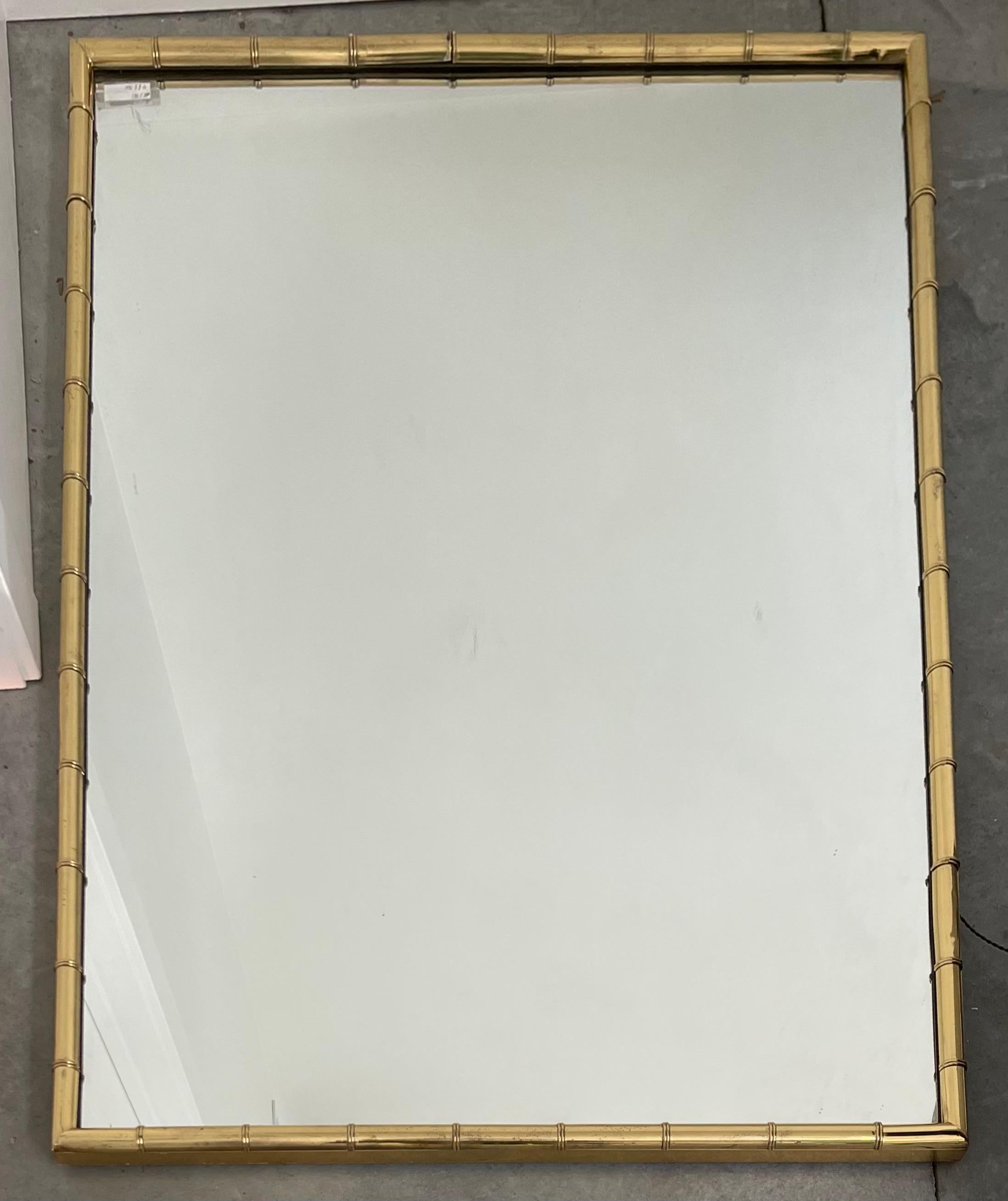 Large Brass Bamboo Mirrors by Mastercraft, a Pair In Good Condition For Sale In Wichita, KS