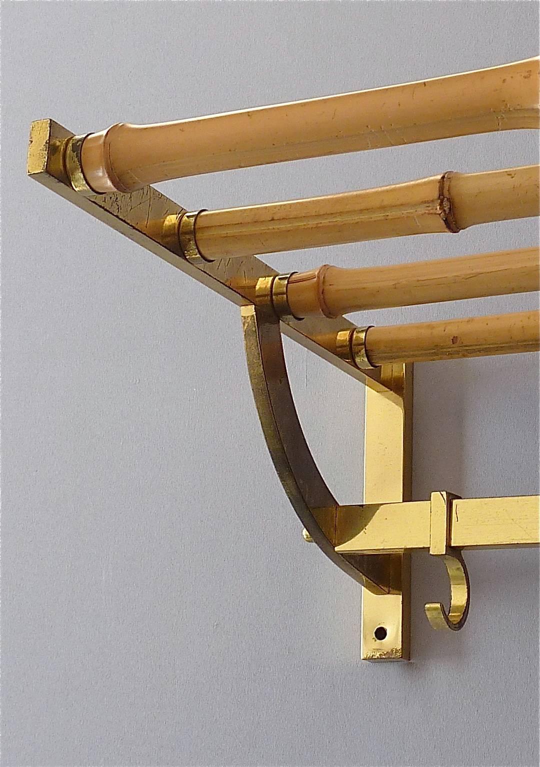 Large Brass Bamboo Wardrobe Coat Rack Josef Frank Kalmar Auböck Style, 1950s 4