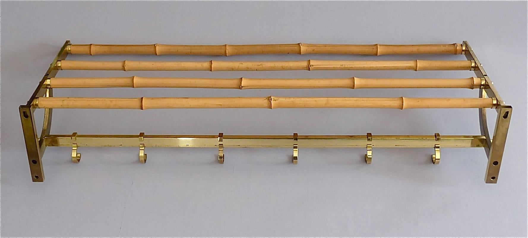 Large Brass Bamboo Wardrobe Coat Rack Josef Frank Kalmar Auböck Style, 1950s 8