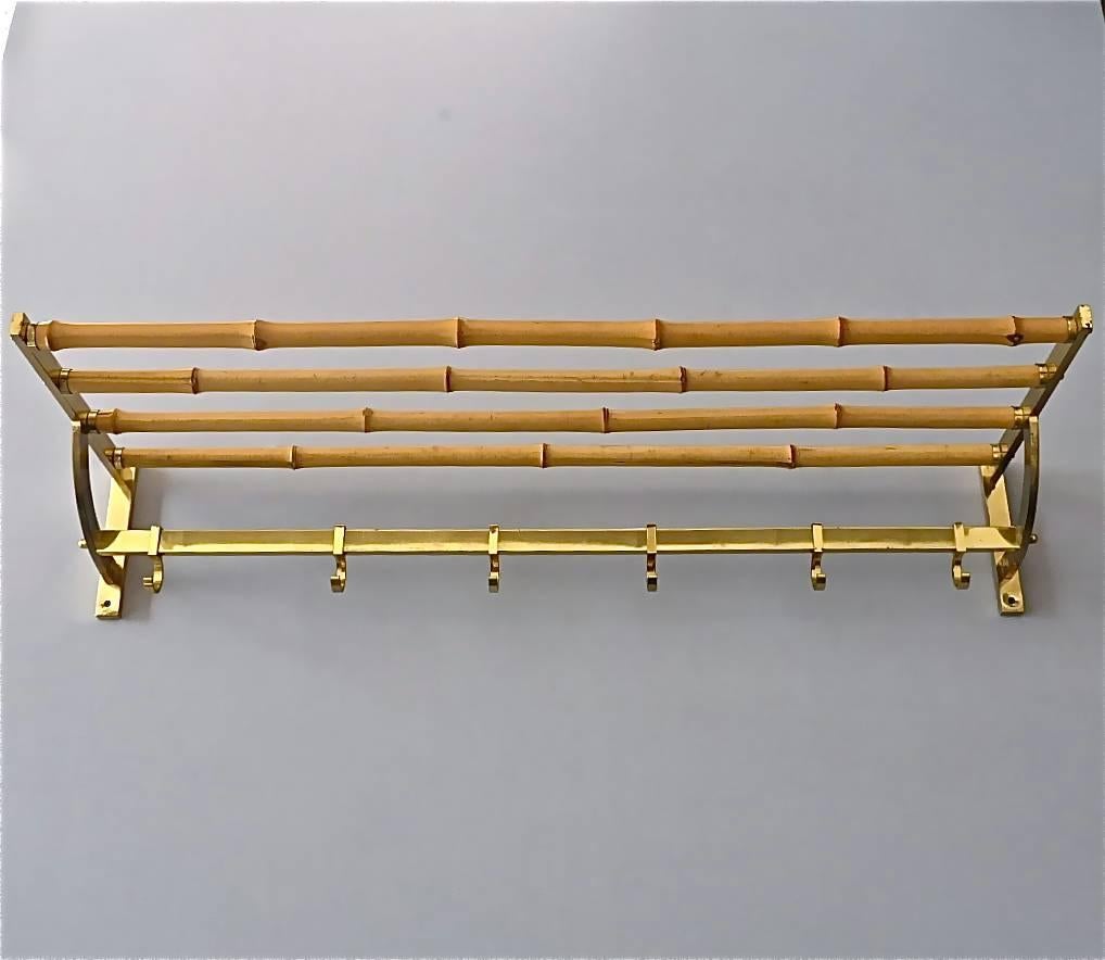 Large Brass Bamboo Wardrobe Coat Rack Josef Frank Kalmar Auböck Style, 1950s 1