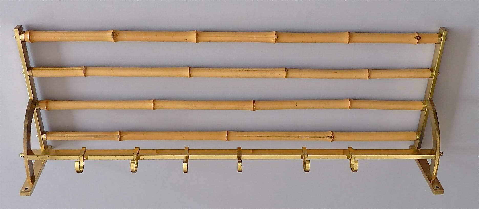 Large Brass Bamboo Wardrobe Coat Rack Josef Frank Kalmar Auböck Style, 1950s 2