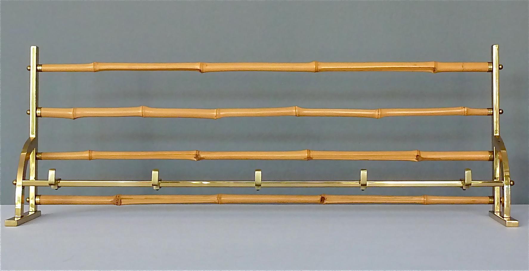 Large Brass Bamboo Wardrobe Coat Rack Josef Frank Kalmar, 1950s 3
