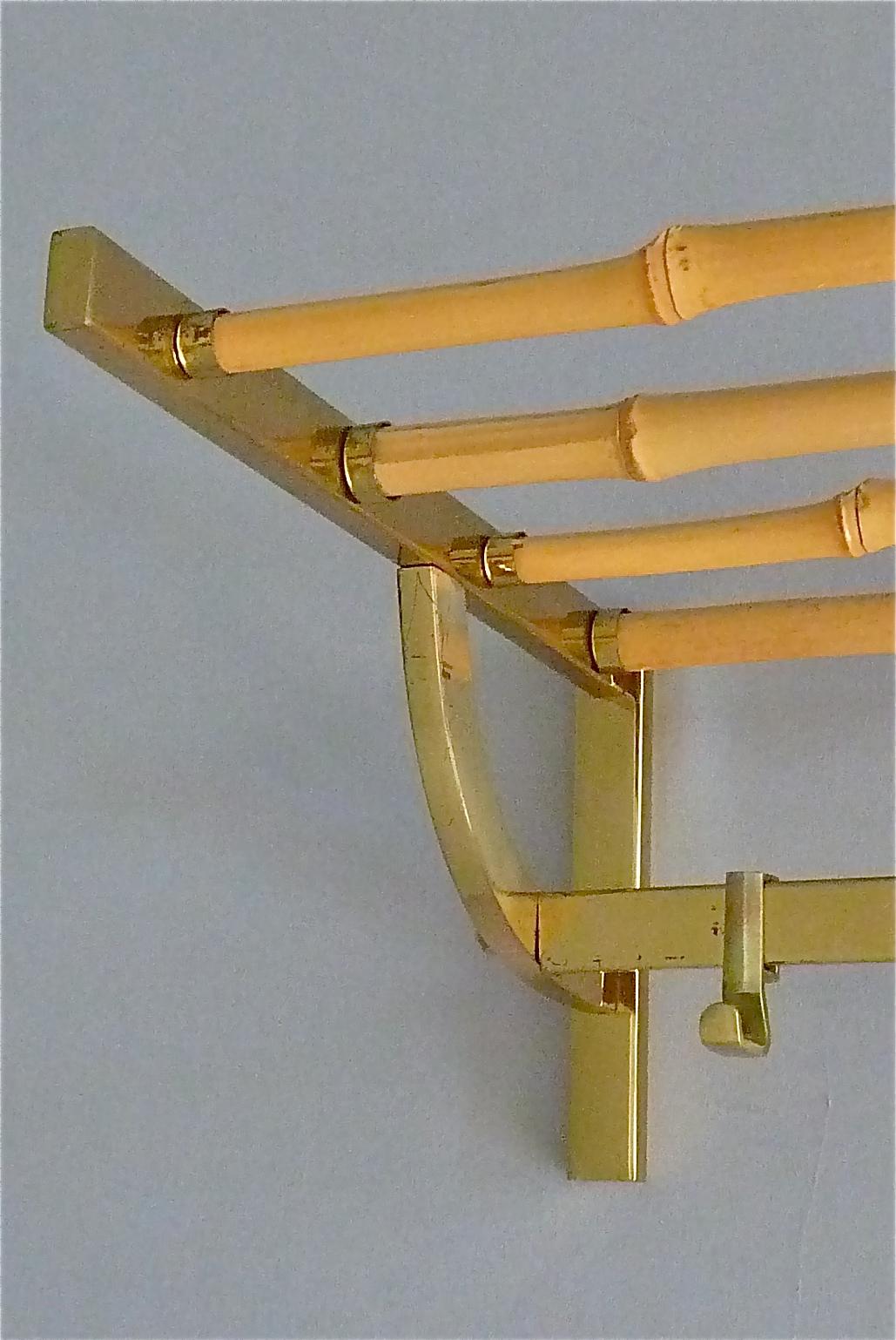 Large Brass Bamboo Wardrobe Coat Rack Josef Frank Kalmar, 1950s 5