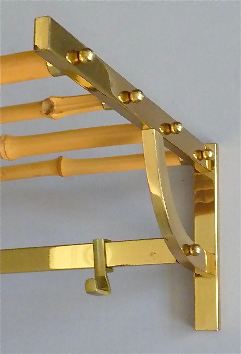 Large Brass Bamboo Wardrobe Coat Rack Josef Frank Kalmar, 1950s 6