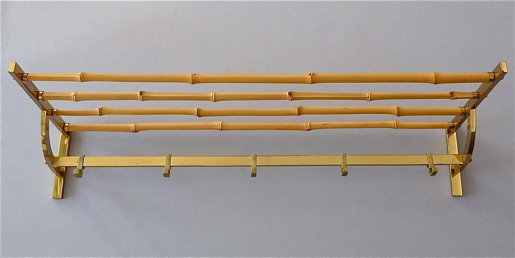 Mid-Century Modern Large Brass Bamboo Wardrobe Coat Rack Josef Frank Kalmar, 1950s