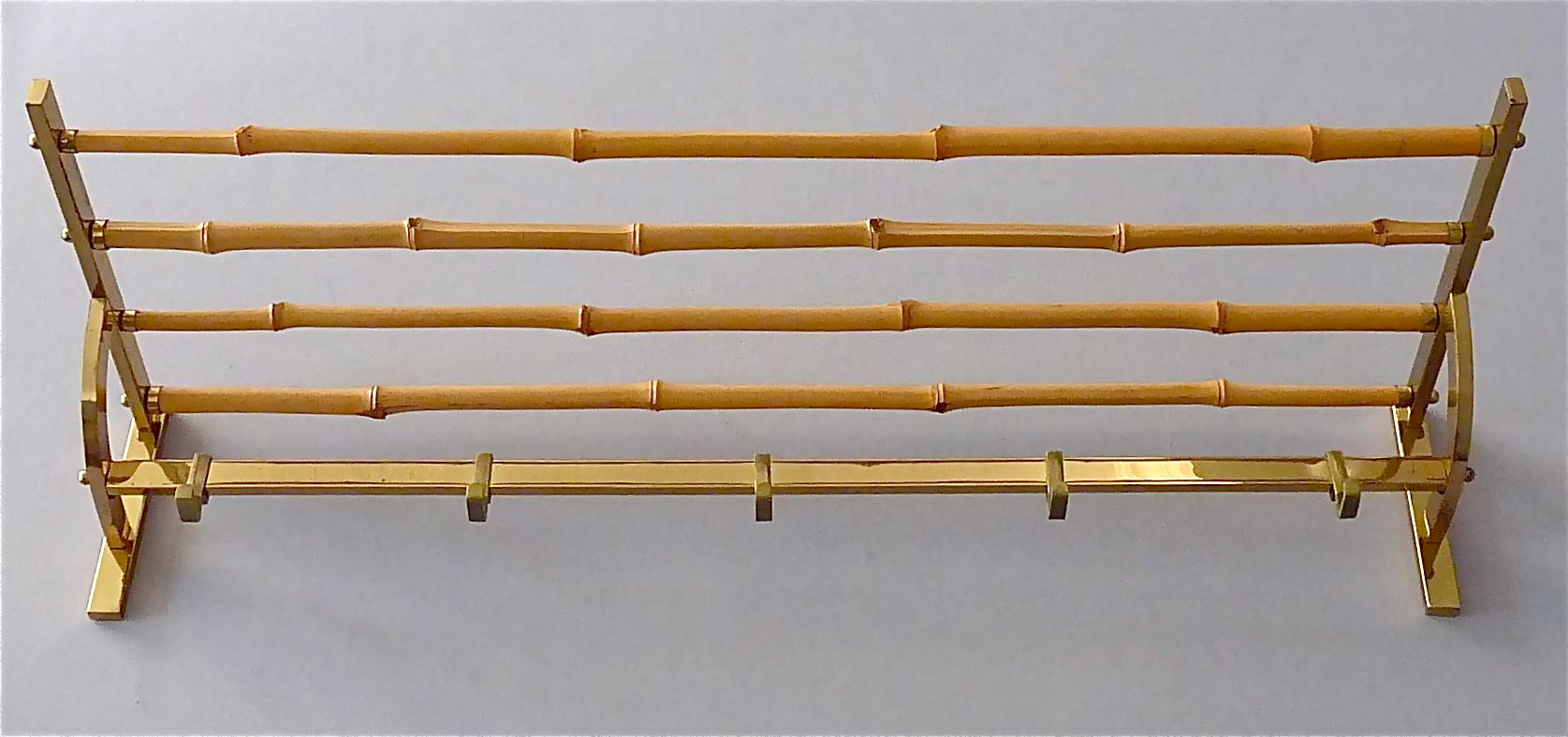 Mid-20th Century Large Brass Bamboo Wardrobe Coat Rack Josef Frank Kalmar, 1950s