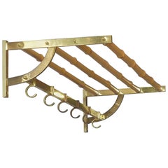 Large Brass Bamboo Wardrobe Coat Rack Josef Frank Kalmar Auböck Style, 1950s