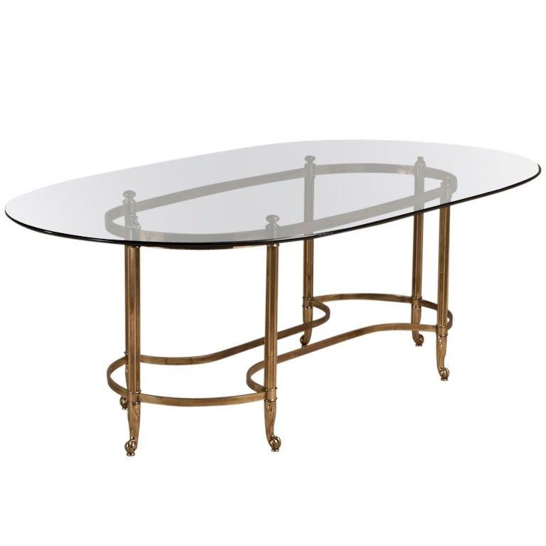 Large Brass Based Brass Desk/Centre Table, 1960s For Sale