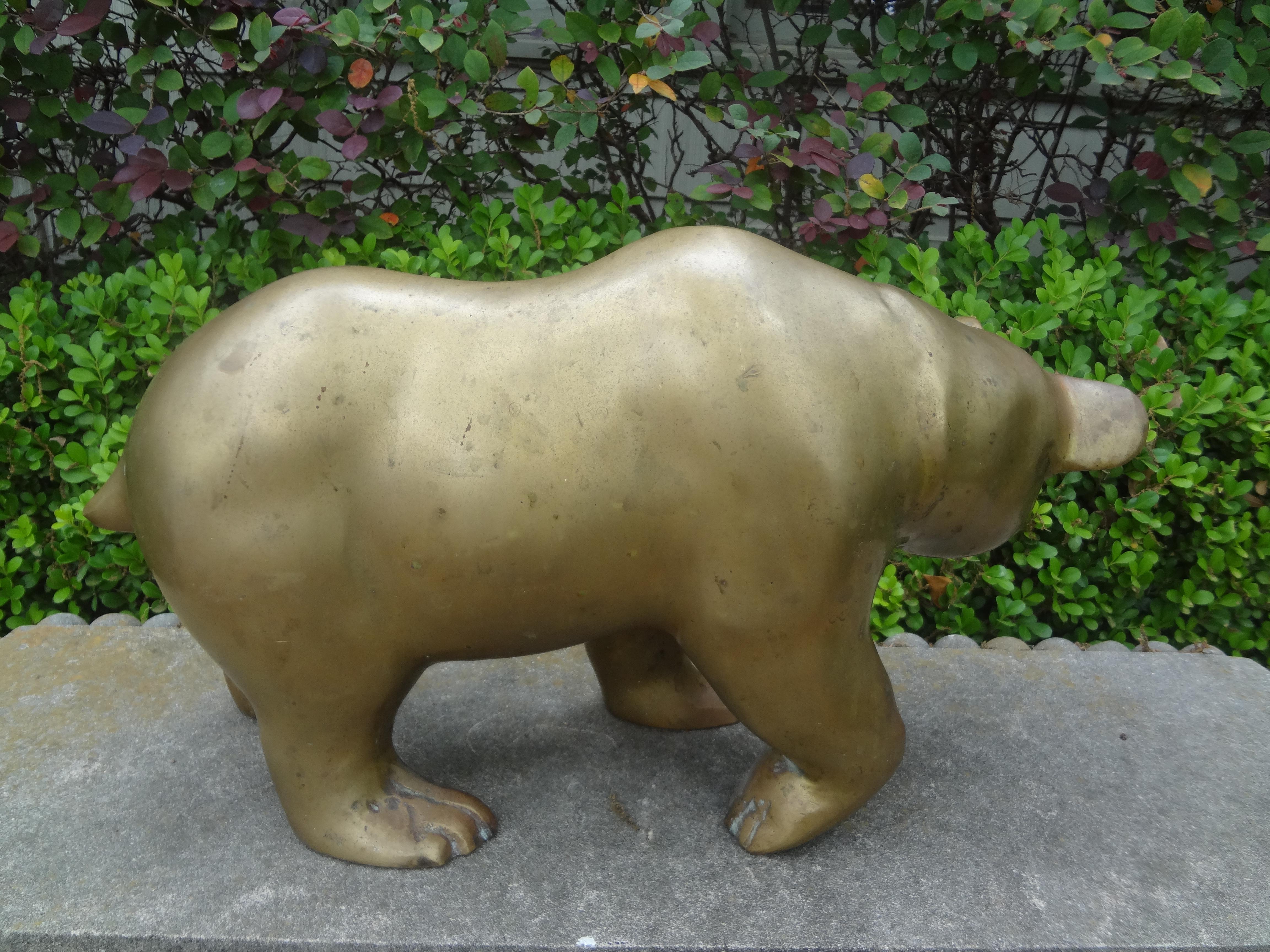 Large Brass Bear Sculpture In Good Condition For Sale In Houston, TX