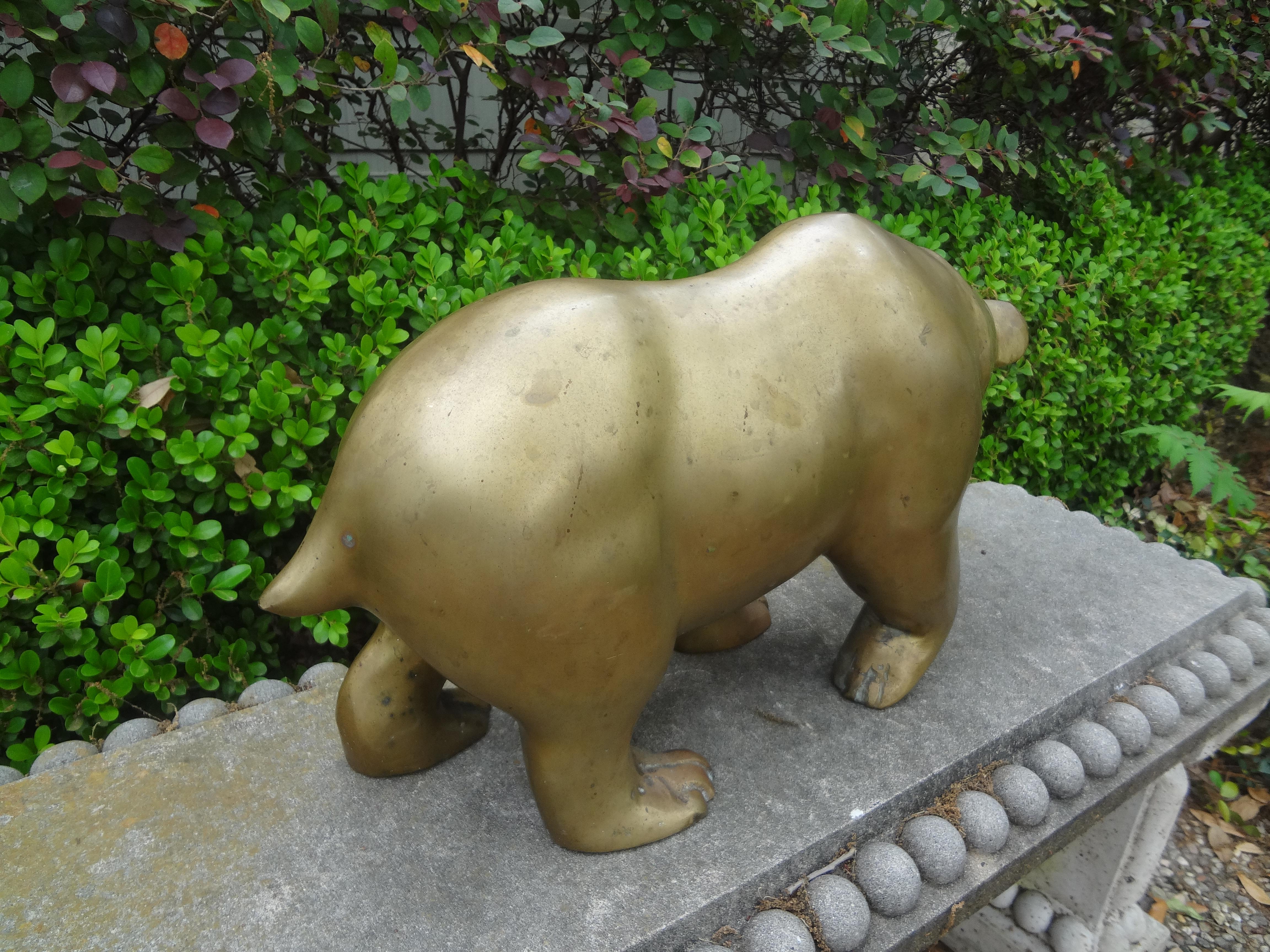 20th Century Large Brass Bear Sculpture For Sale