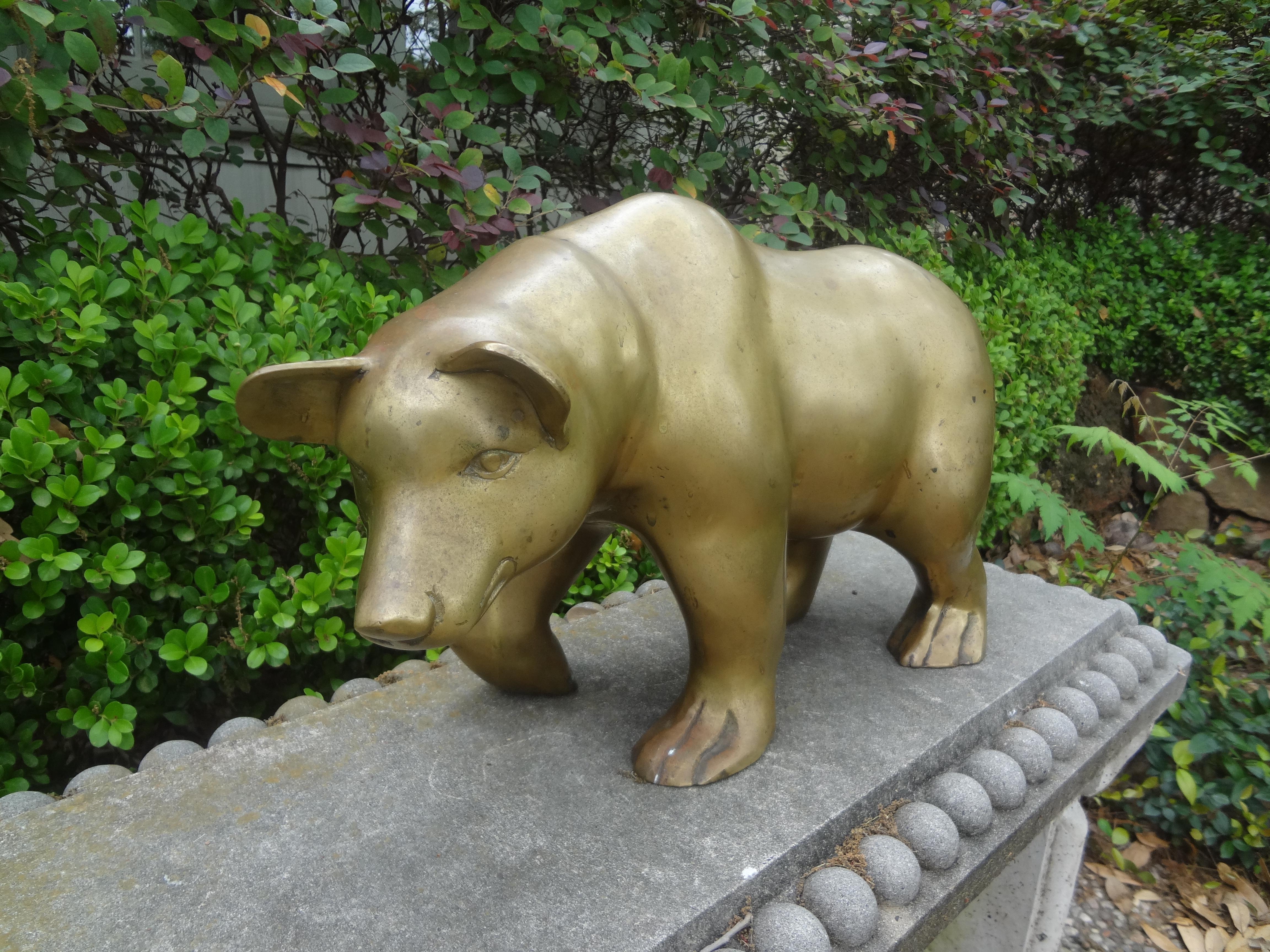 Large Brass Bear Sculpture For Sale 2