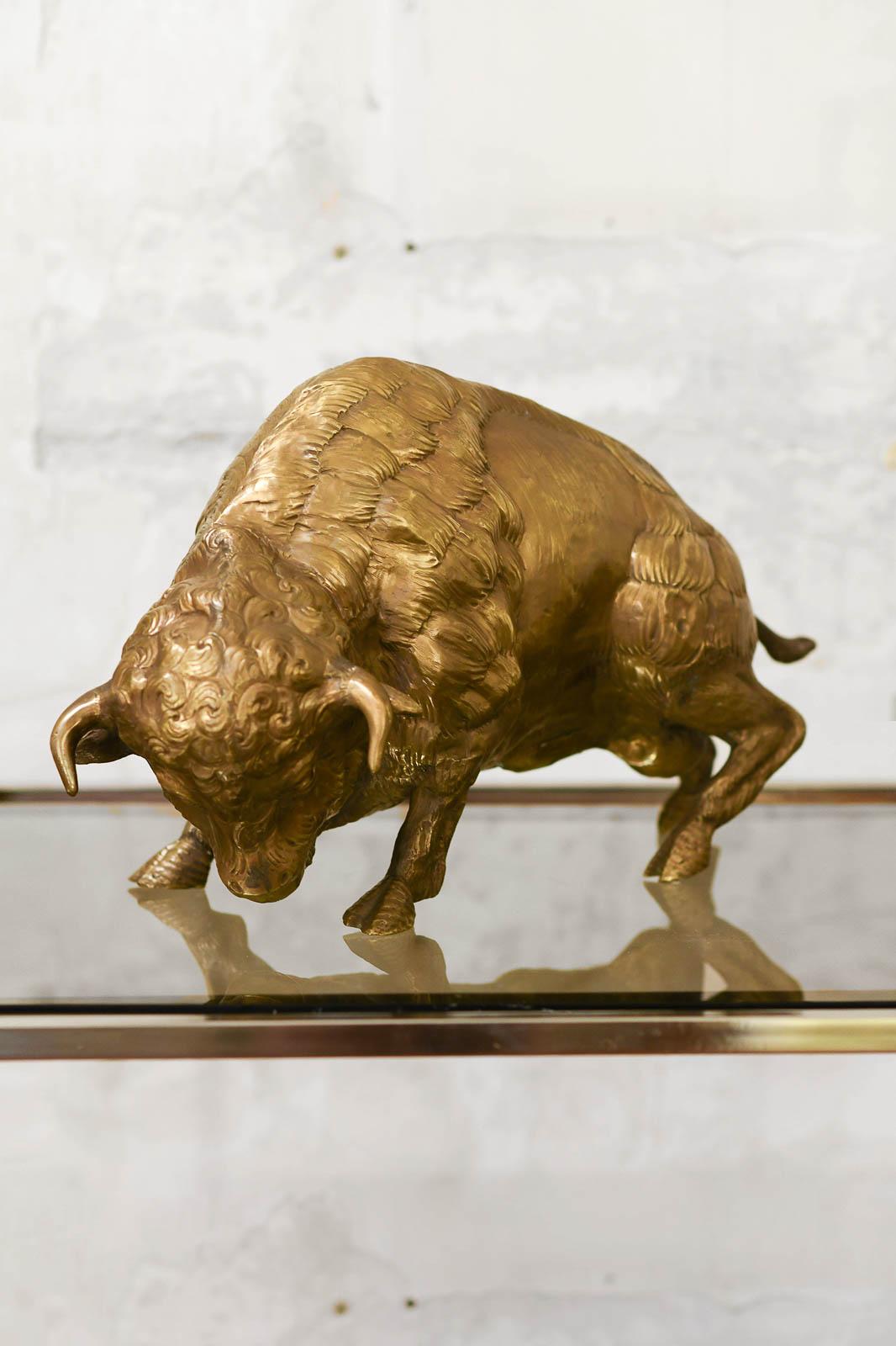 Italiano Bisonte grande in ottone di Edizioni Molto, stile anni '70 in vendita