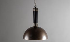 Ciondolo grande in ottone / nero / vetro, Made in Italy
