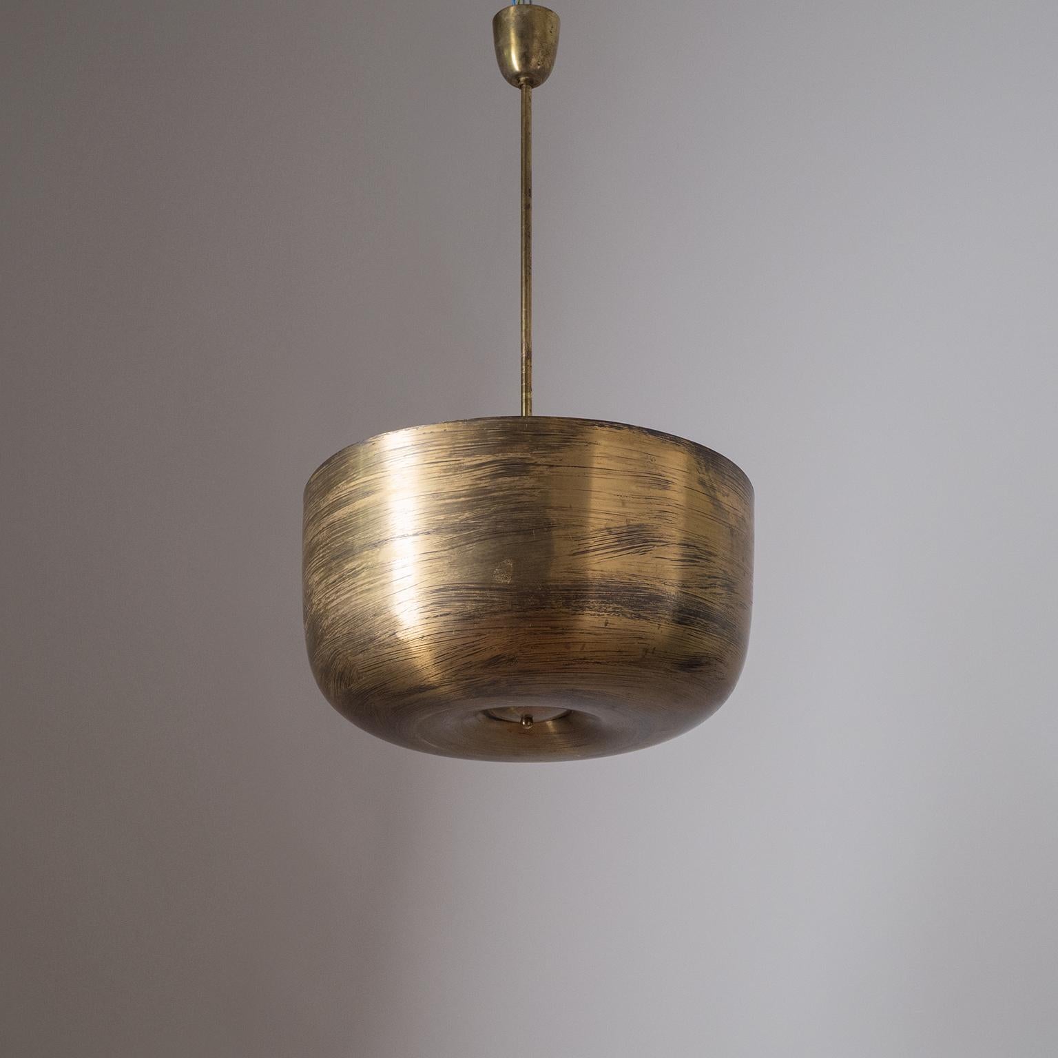 Large Brass Bowl Chandelier, circa 1930 For Sale 6